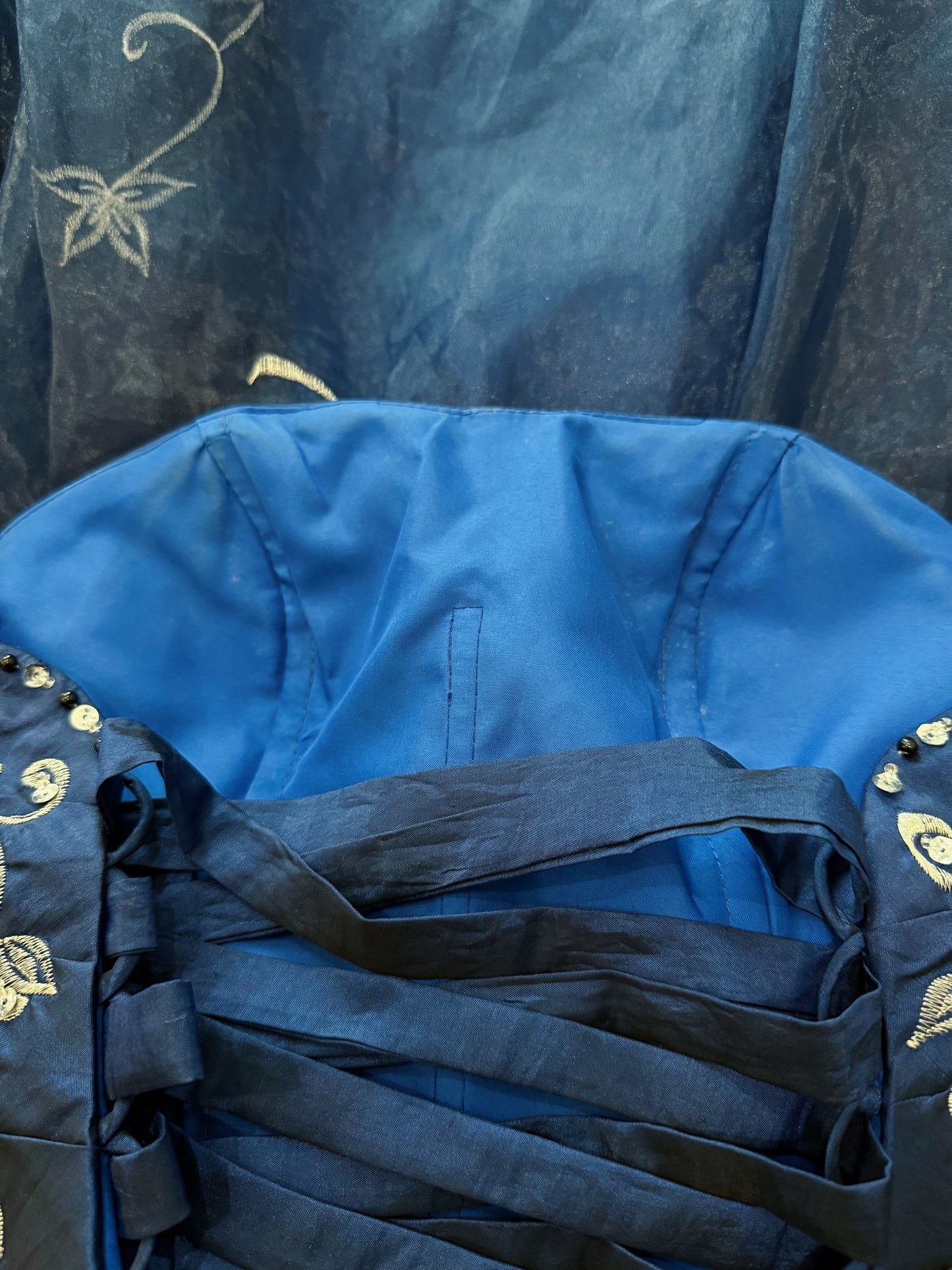 Vintage Midnight Blue Embroidered Dress