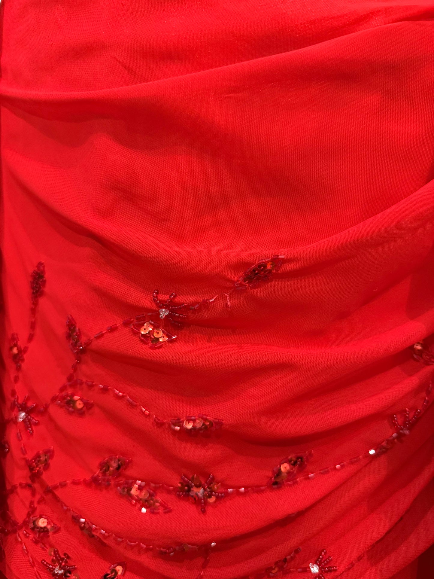 Red asymmetrical dress