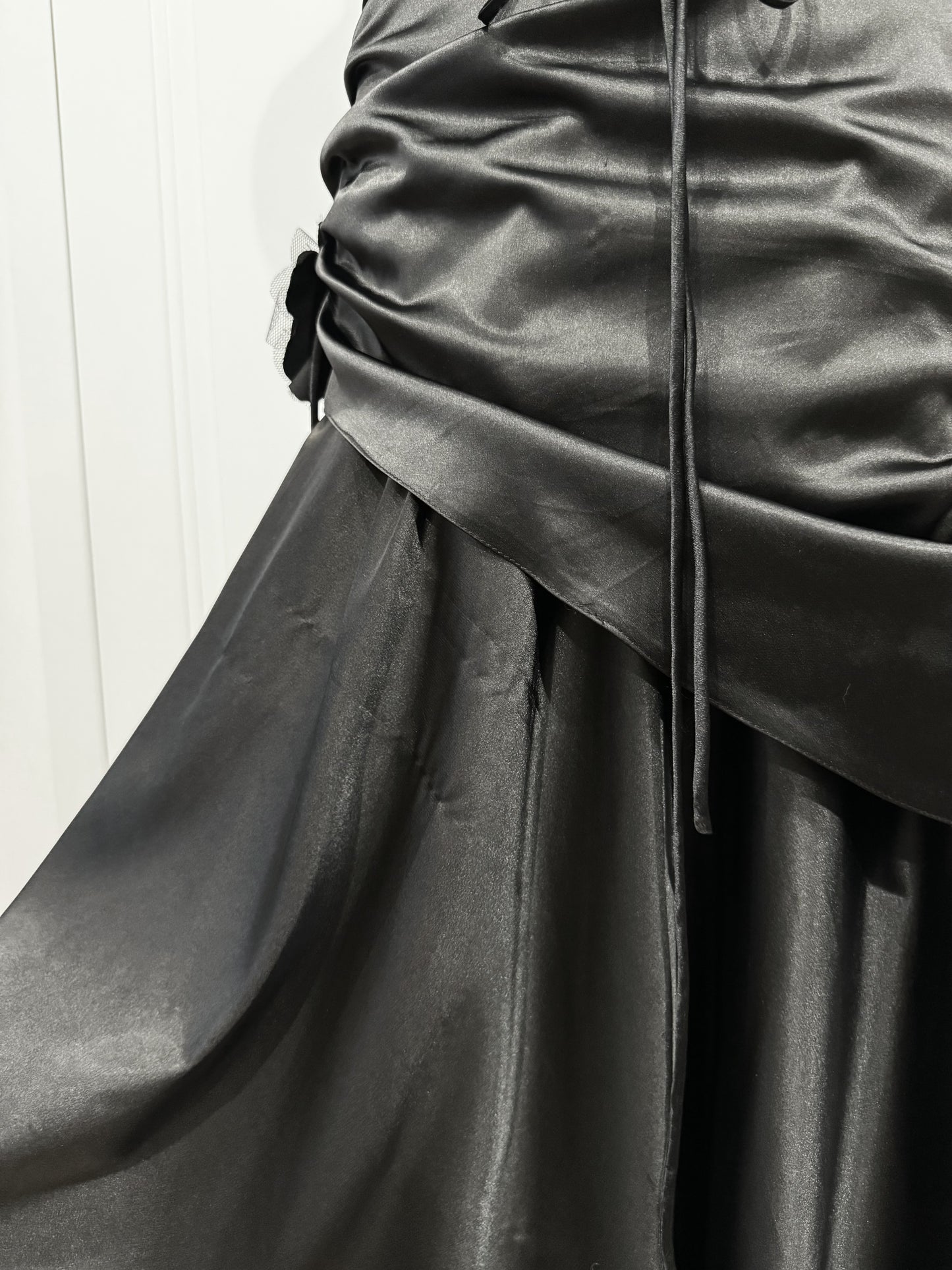 Black Satin Evening Dress Set