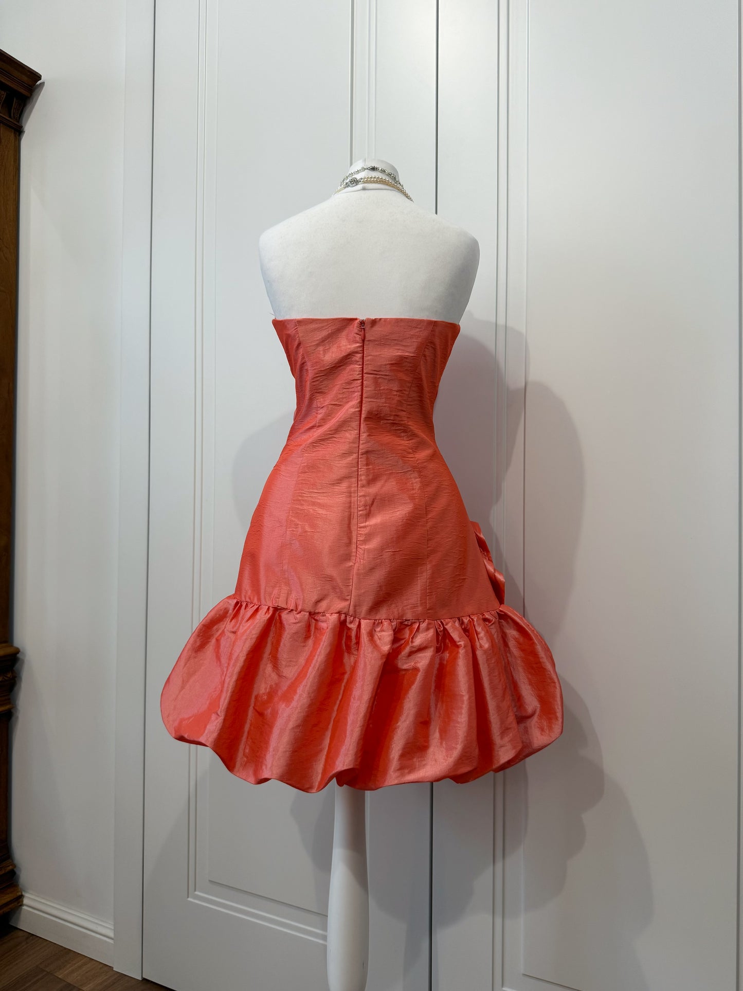Coral cocktail mini dress