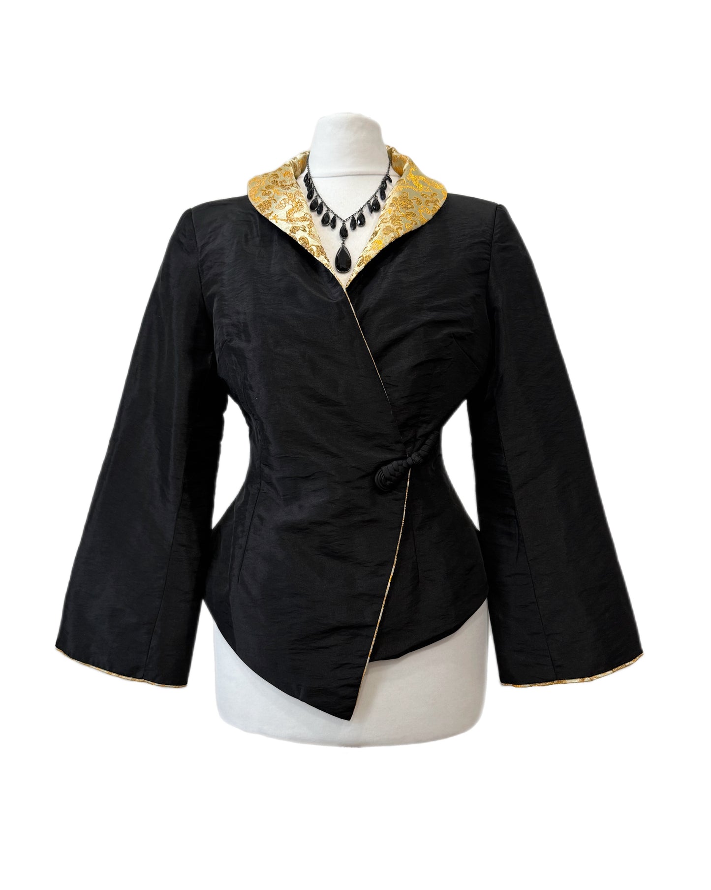 Black & Gold Oriental Wrap Jacket