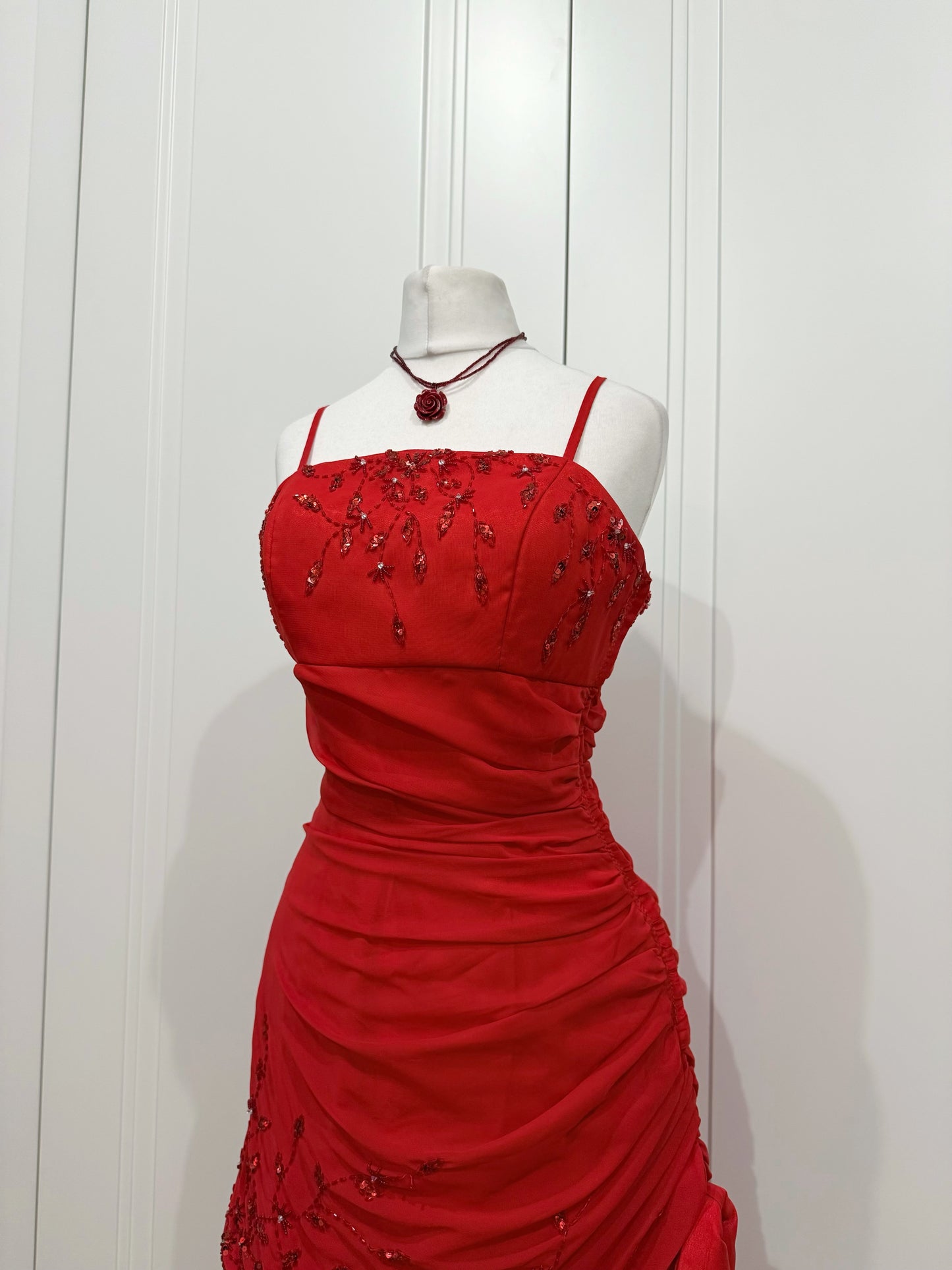 Red asymmetrical dress