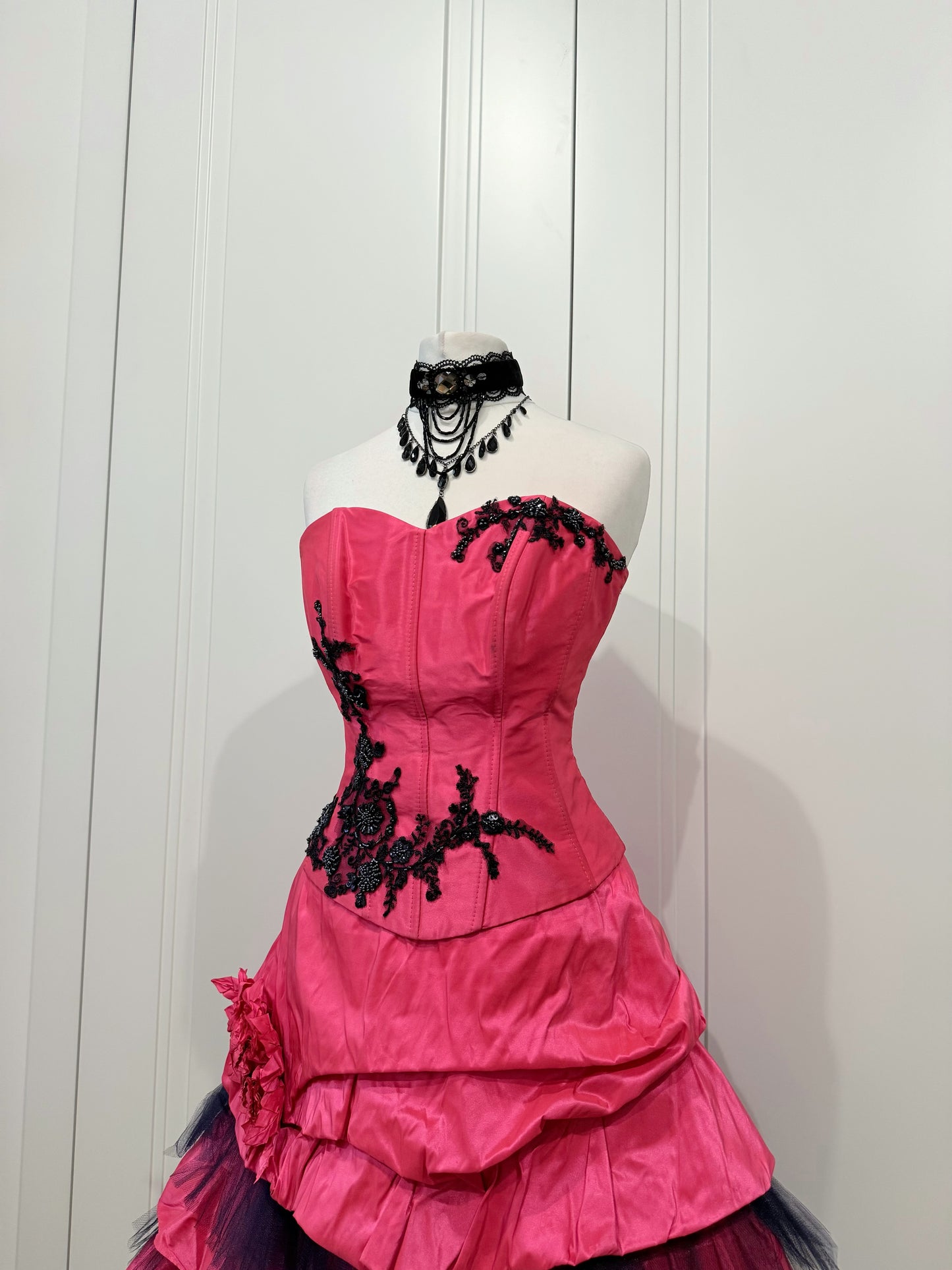 Pink&black dress set