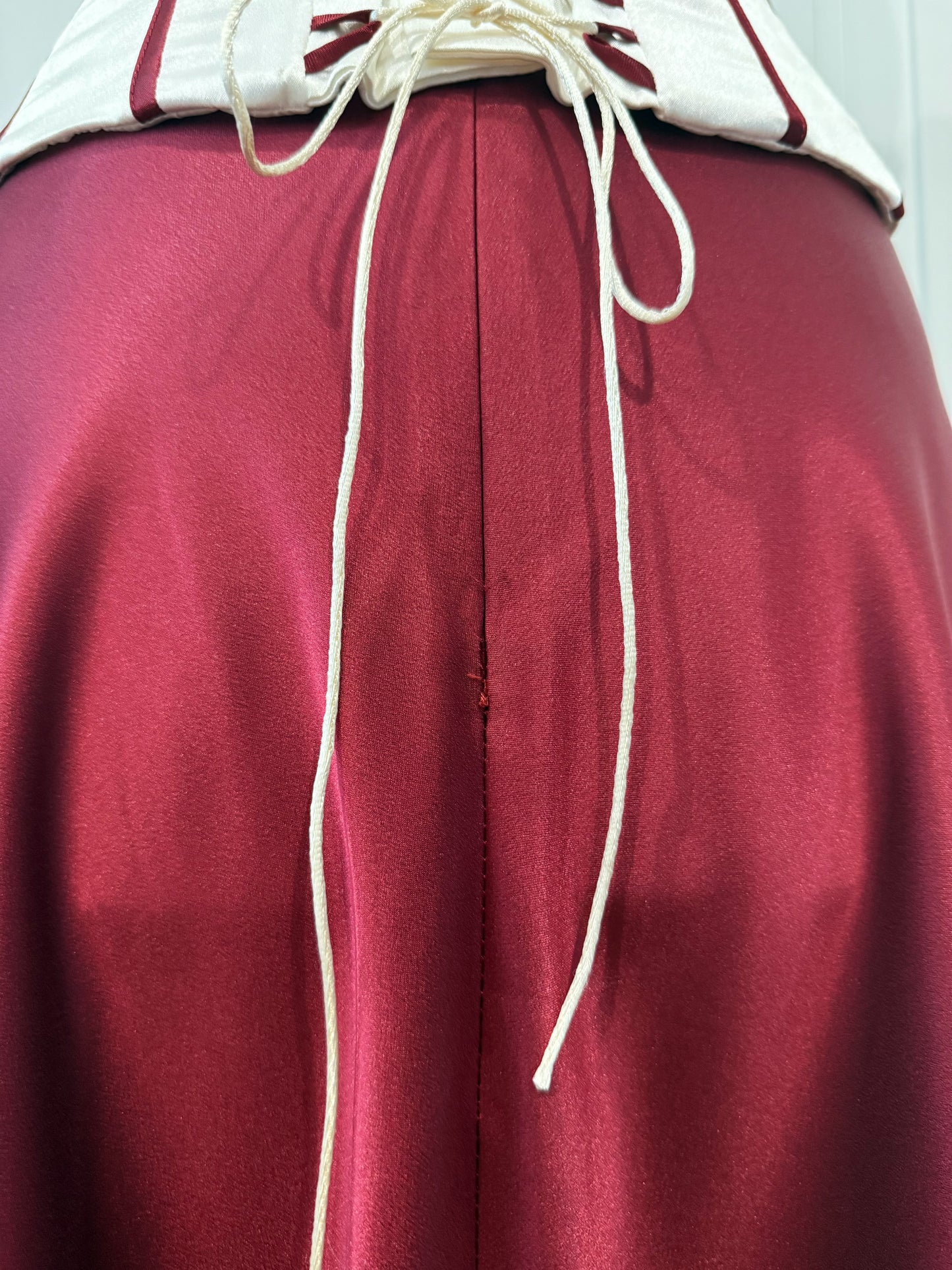 Burgundy Satin Corset Dress Set with Bolero