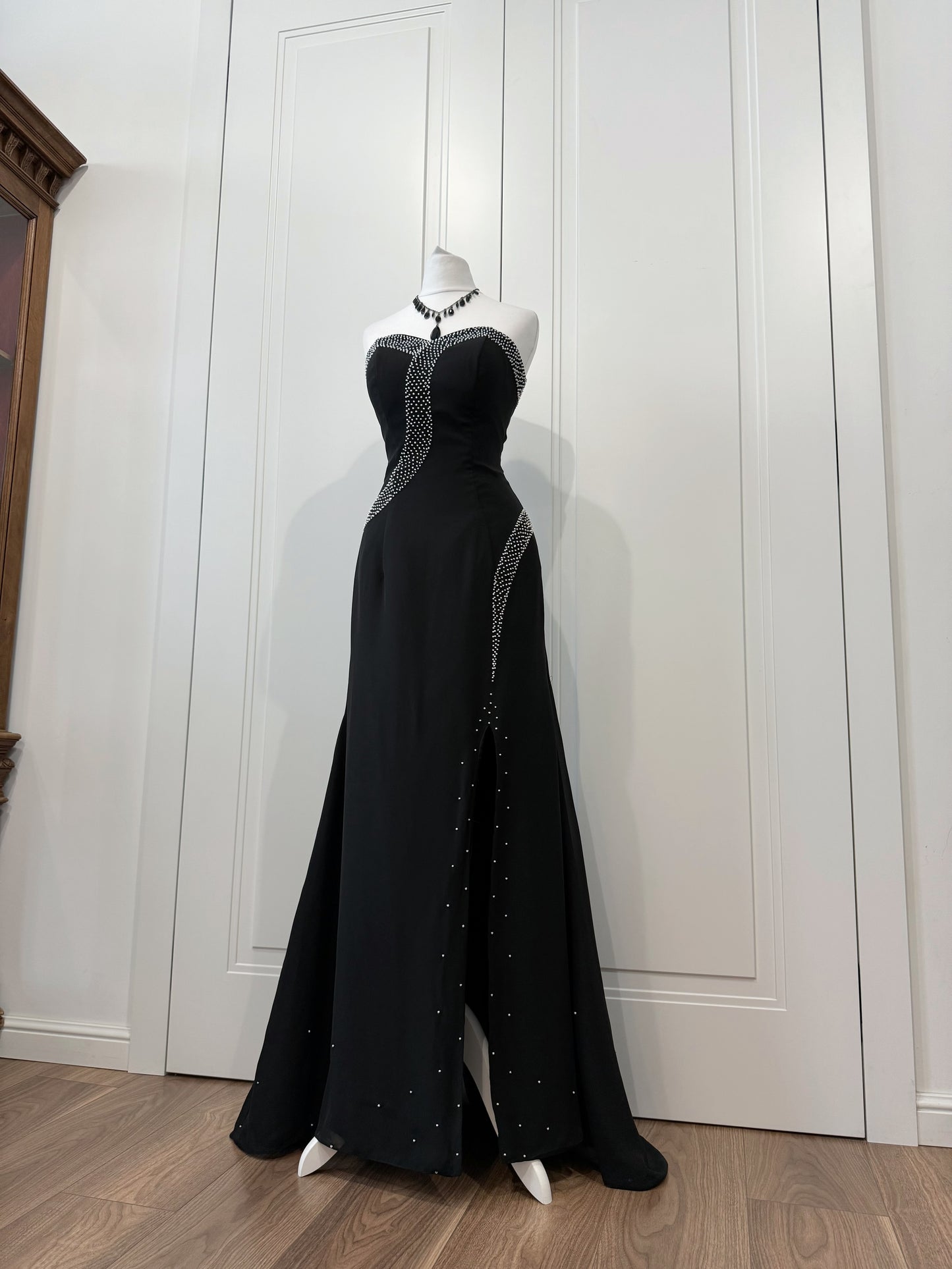 Black Rhinestone Evening Dress