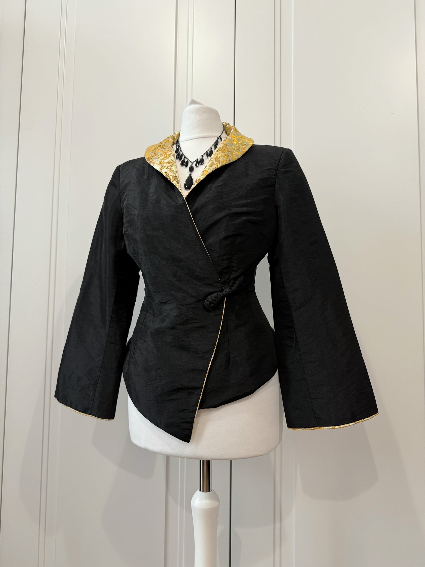 Black & Gold Oriental Wrap Jacket