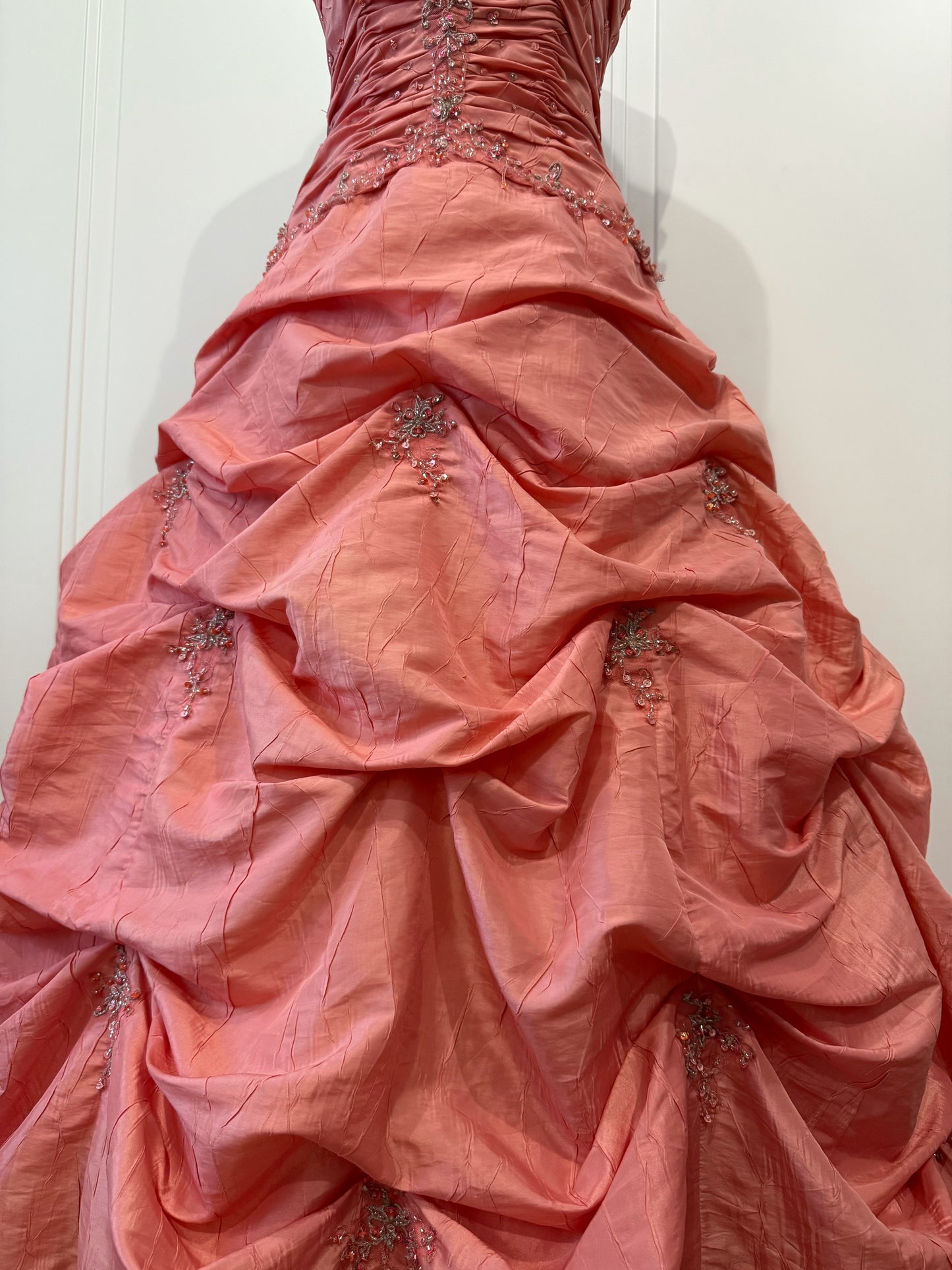 Coral Pink Embellished Ball Dress