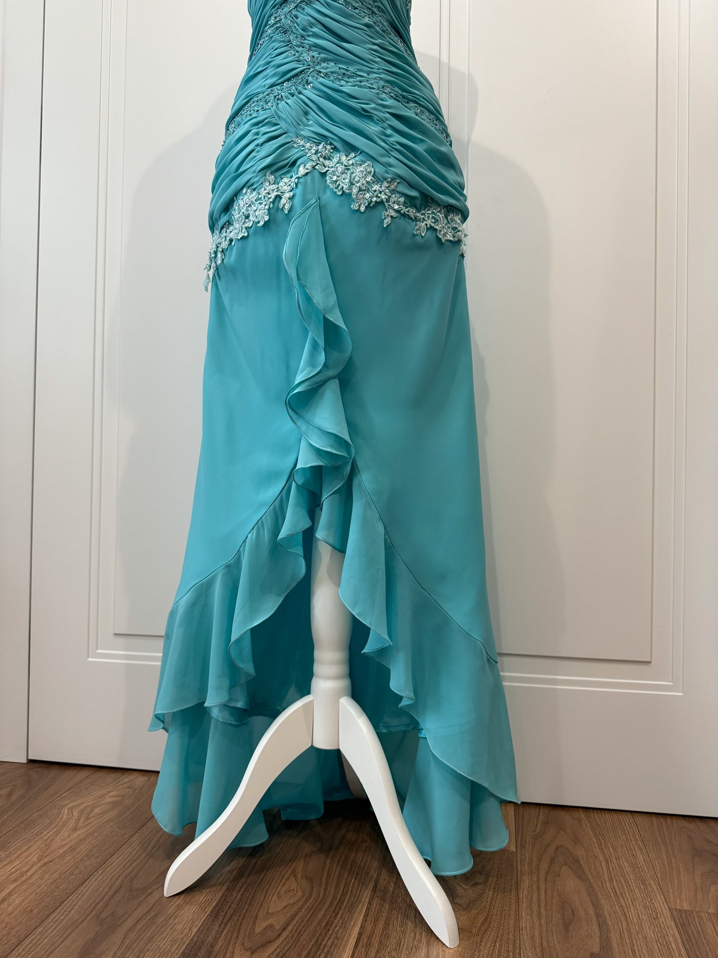 Turquoise Long Ruffle Mermaid Dress