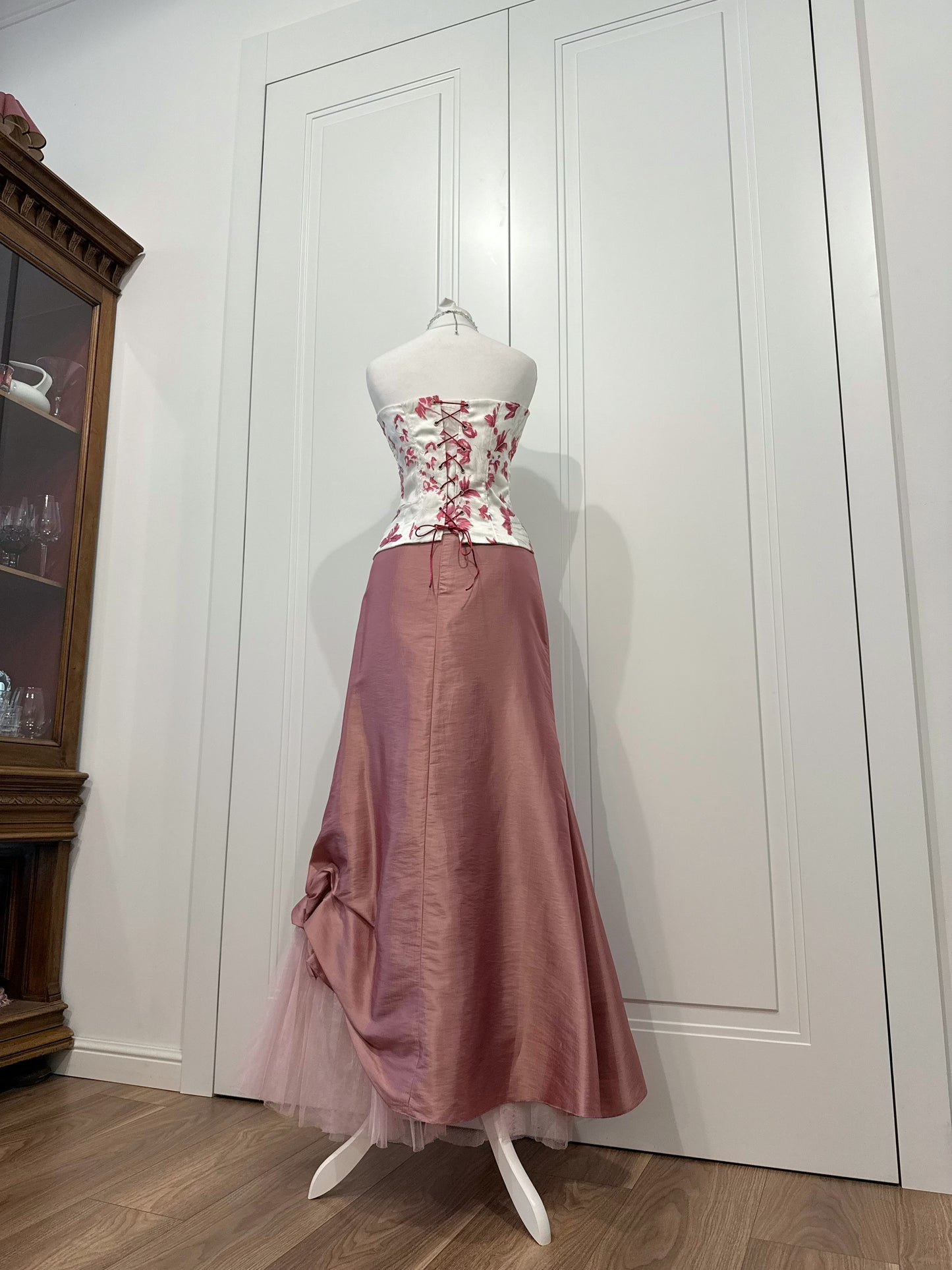 Long delicate pale pink dress set