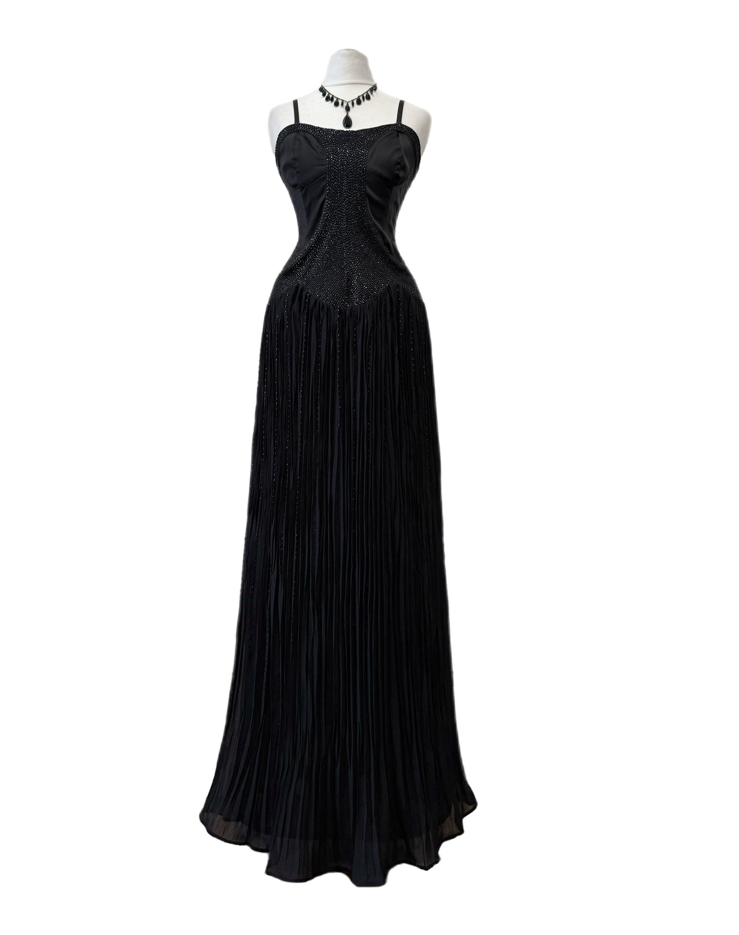 Midnight Black Beaded Maxi Dress