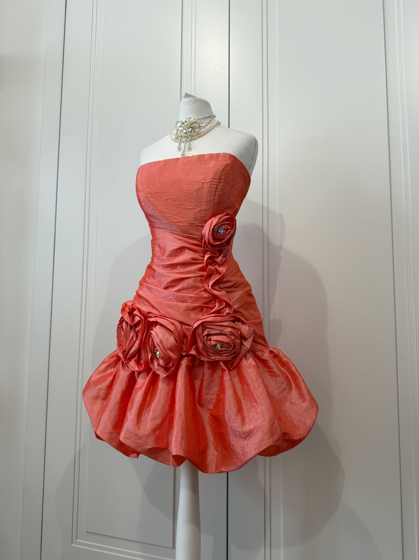Coral cocktail mini dress