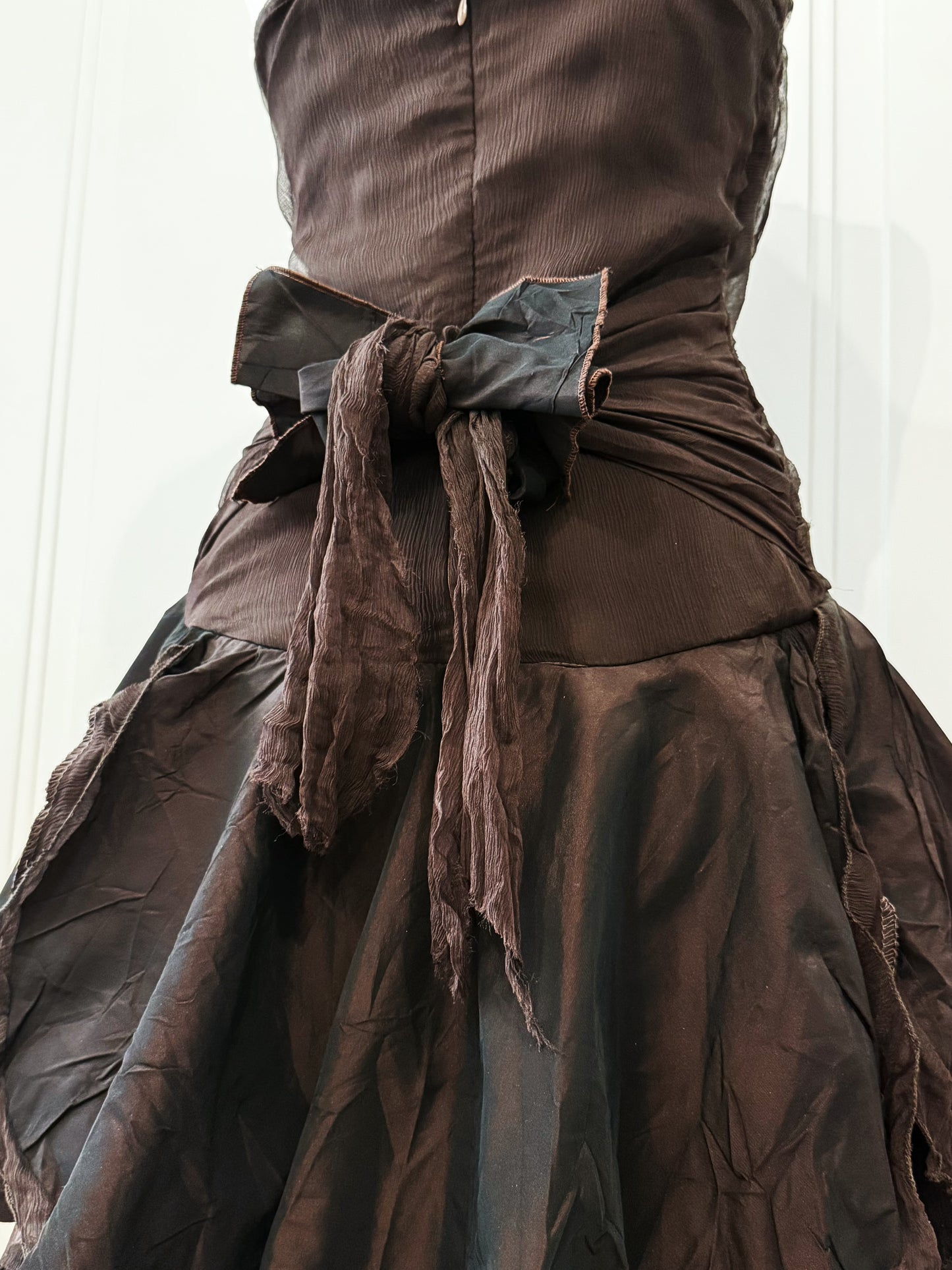 Dark Brown Ruffle Mini Party Dress