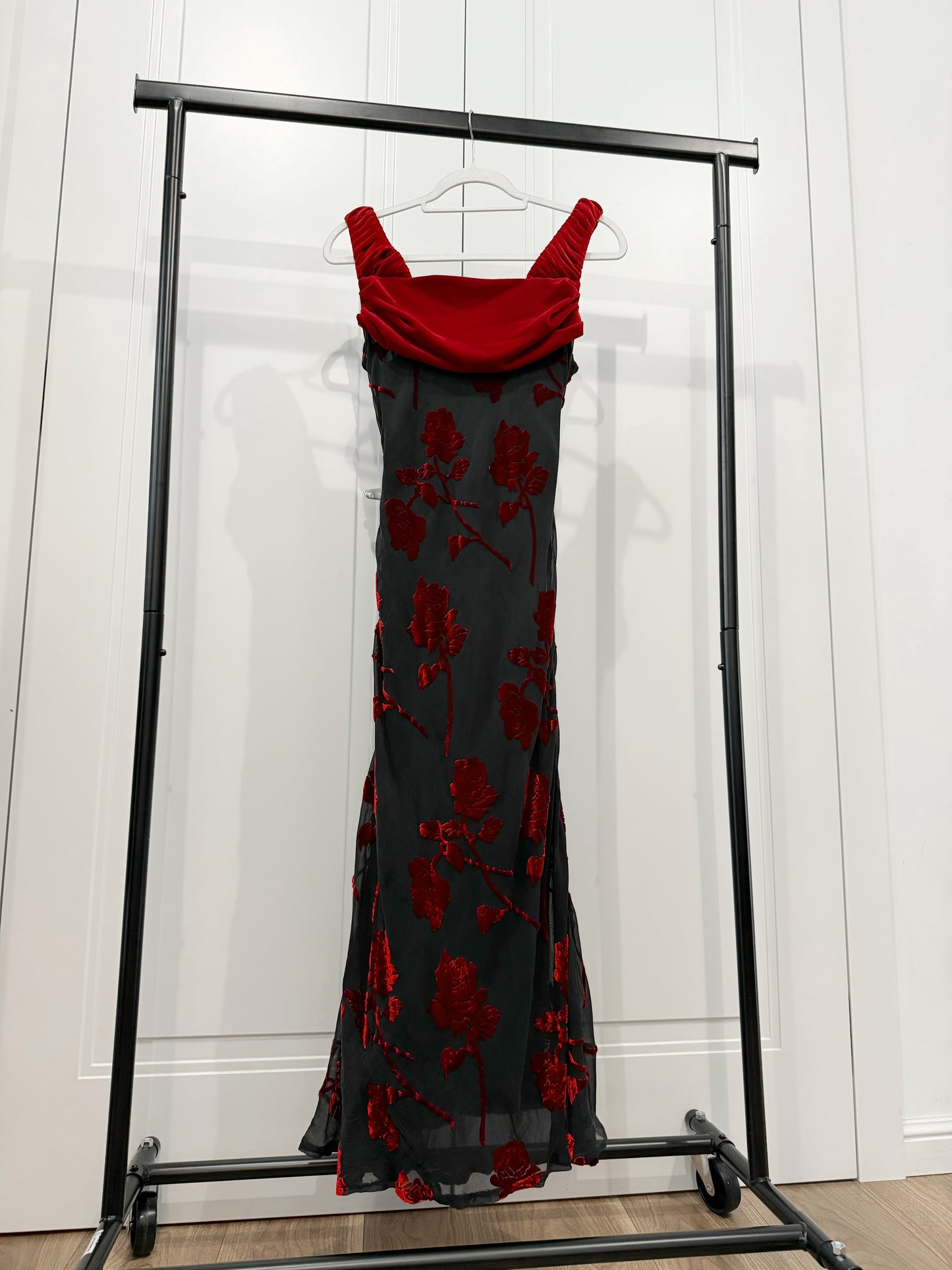 Black & Red Velvet Rose Dress