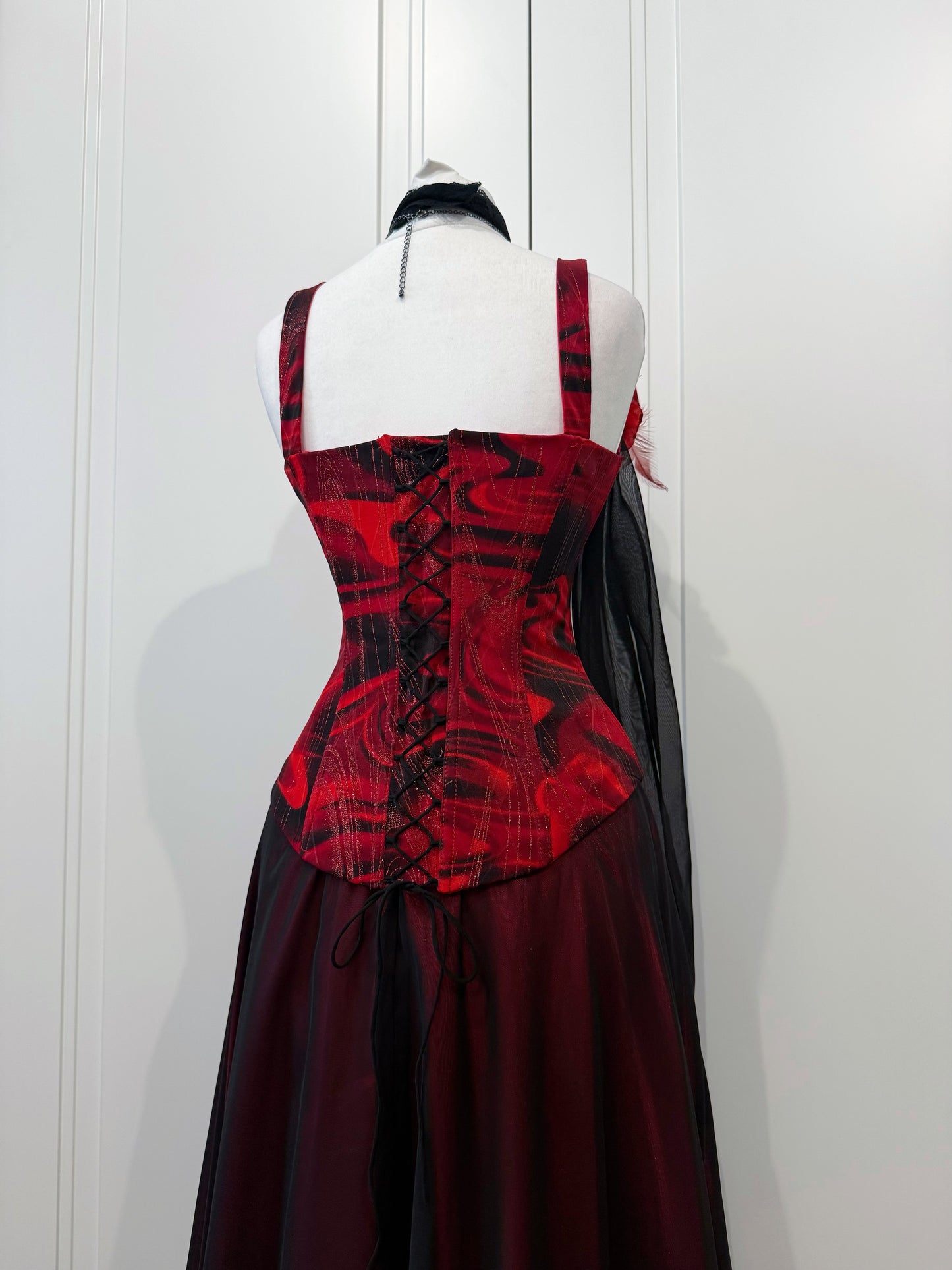 Black and burgundy dress set