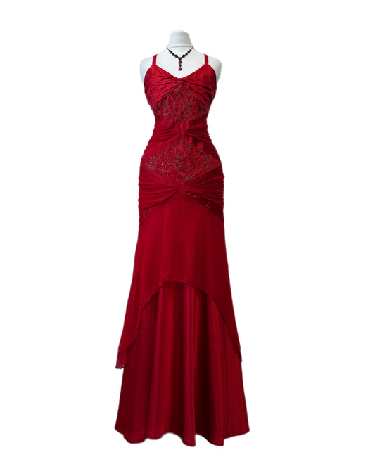 Red maxi dress