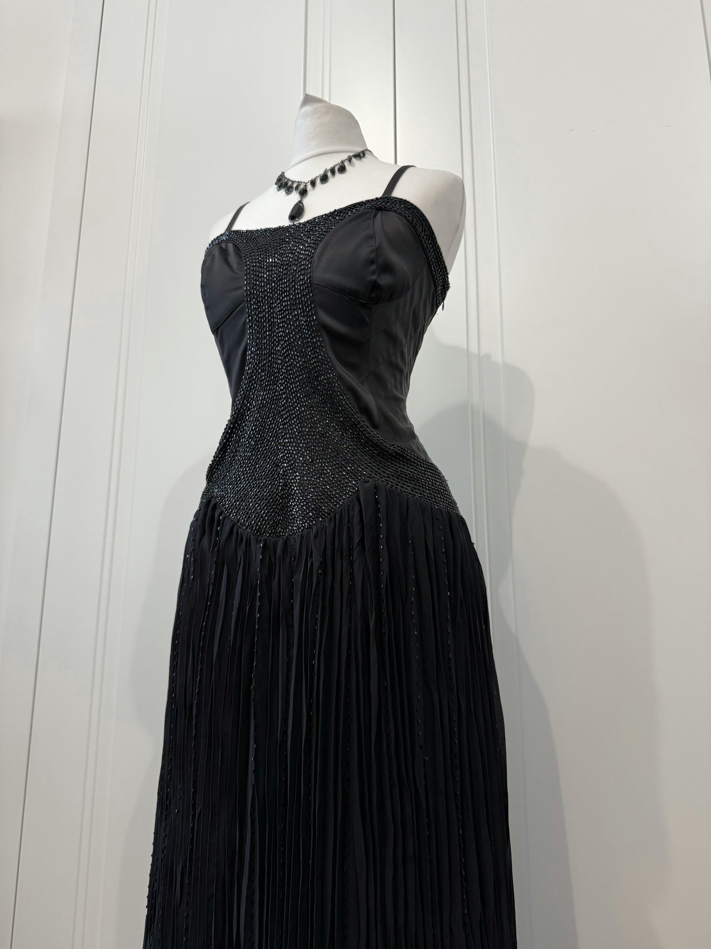 Midnight Black Beaded Maxi Dress