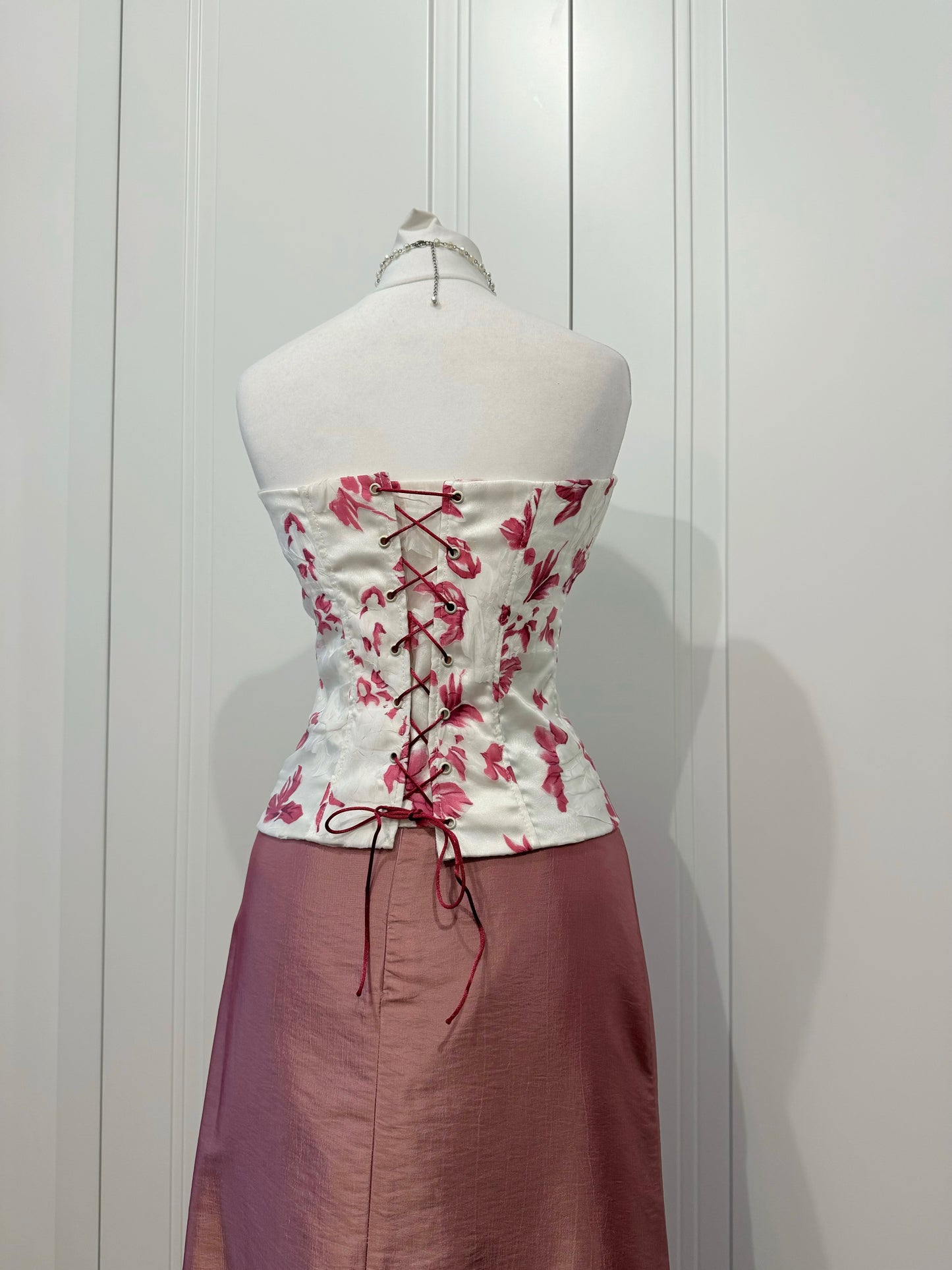 Long delicate pale pink dress set