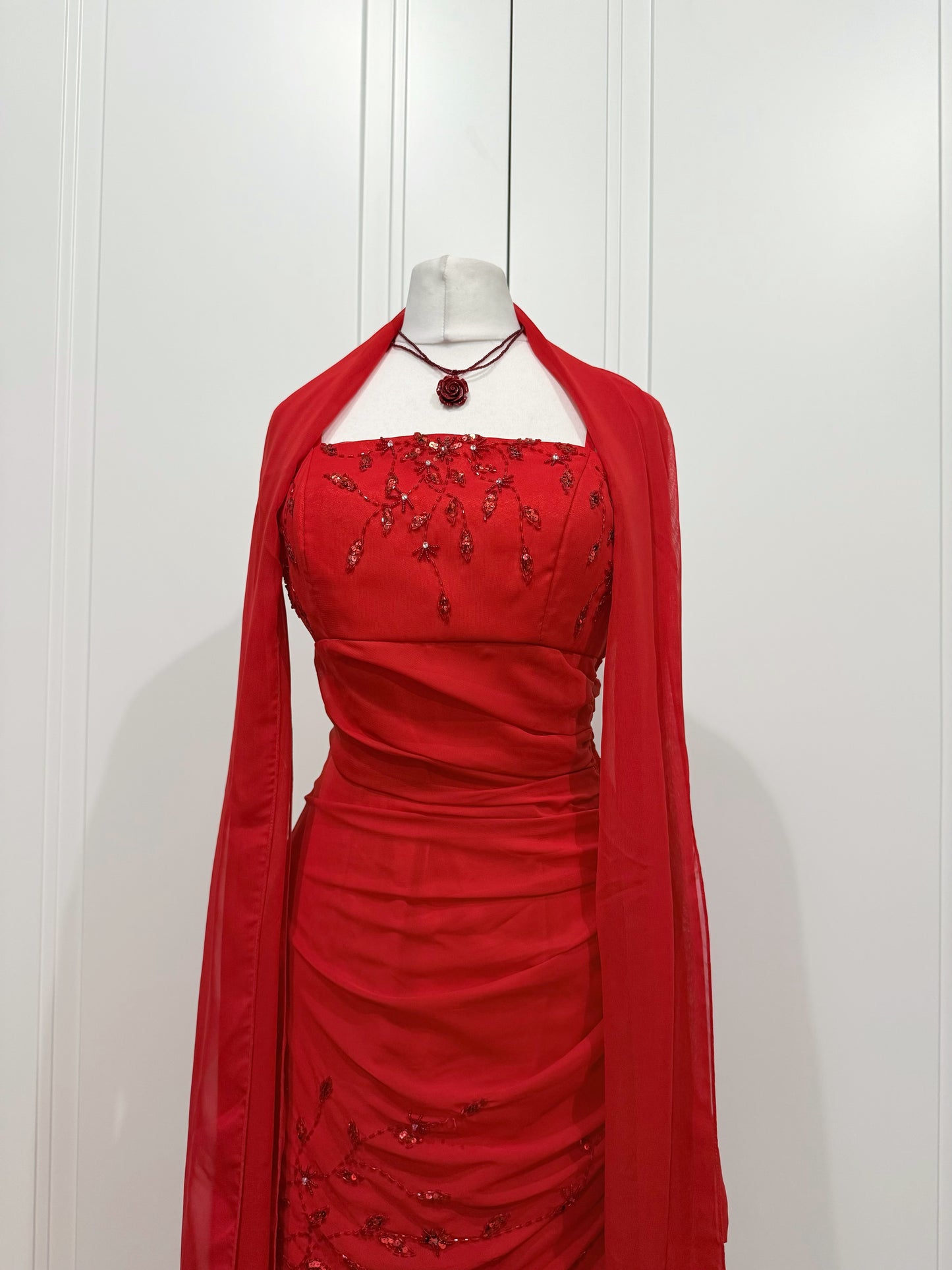 Red asymmetrical dress