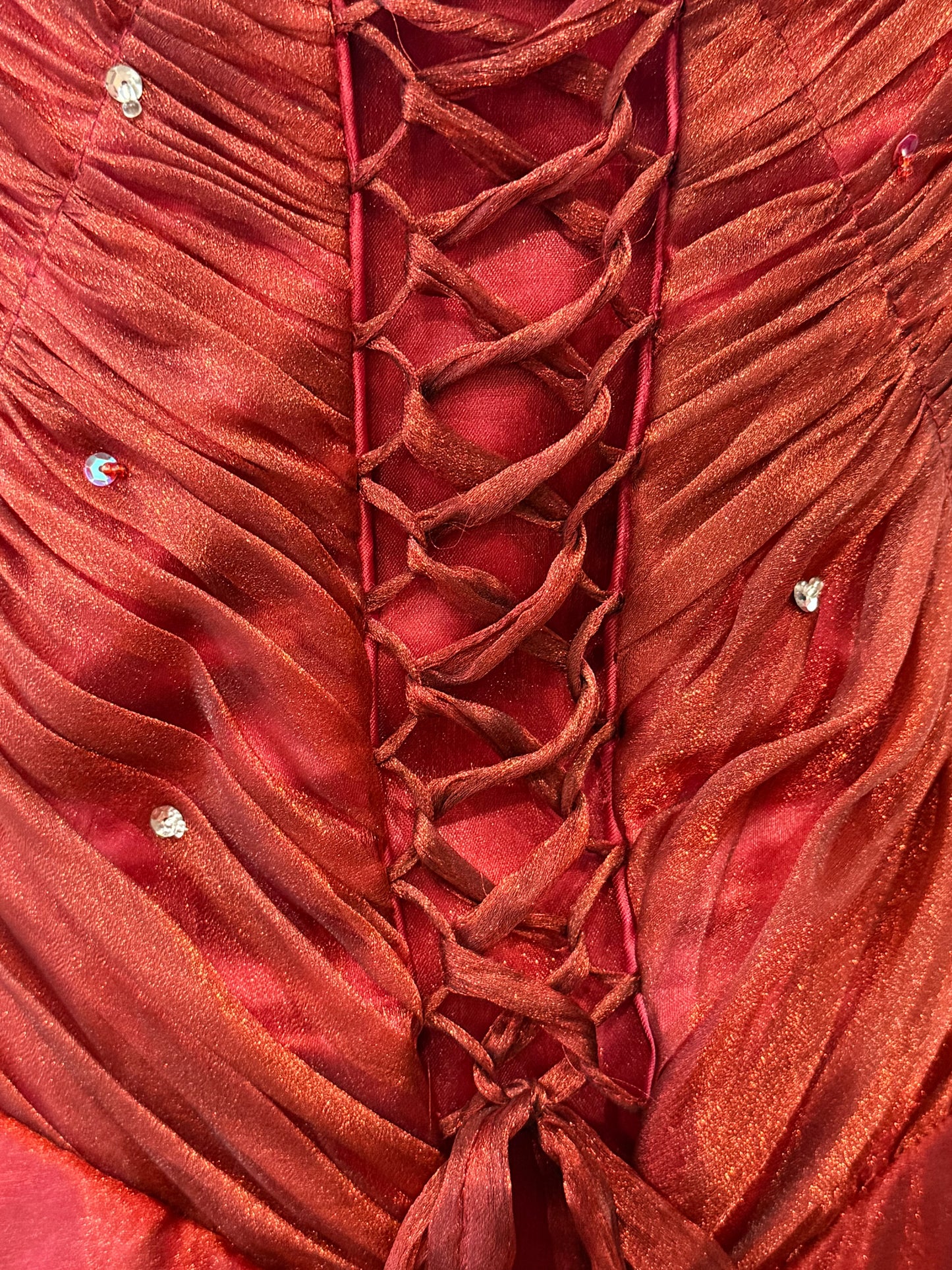 Red fluffy maxi dress