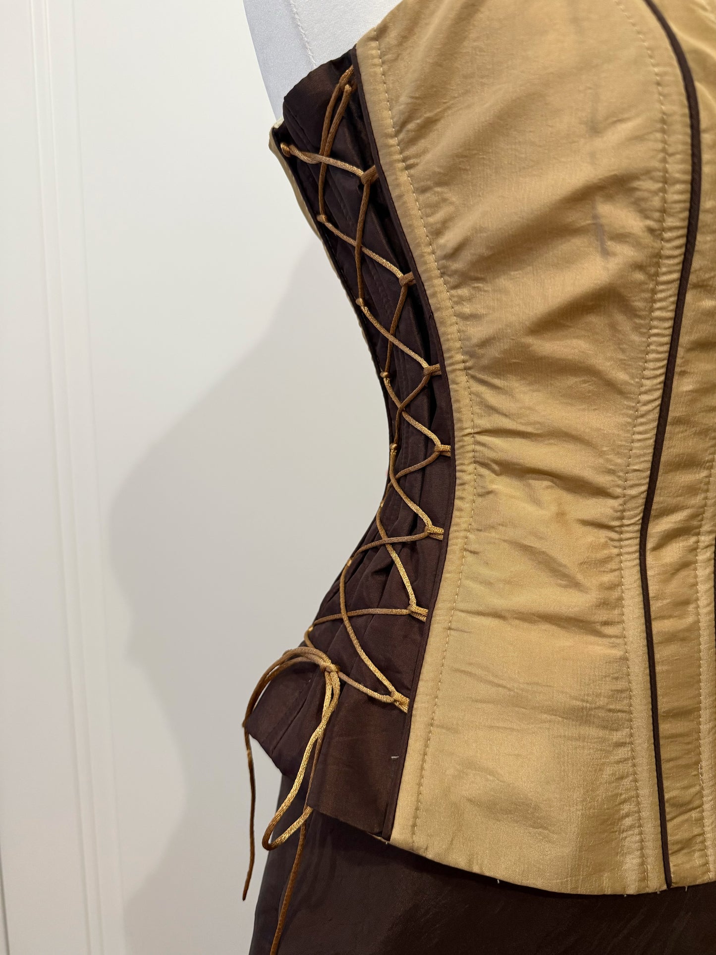 Brown & Mustard Ball Gown with Shawl