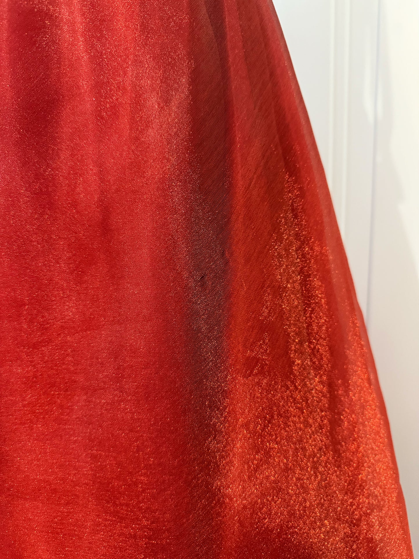 Red fluffy maxi dress