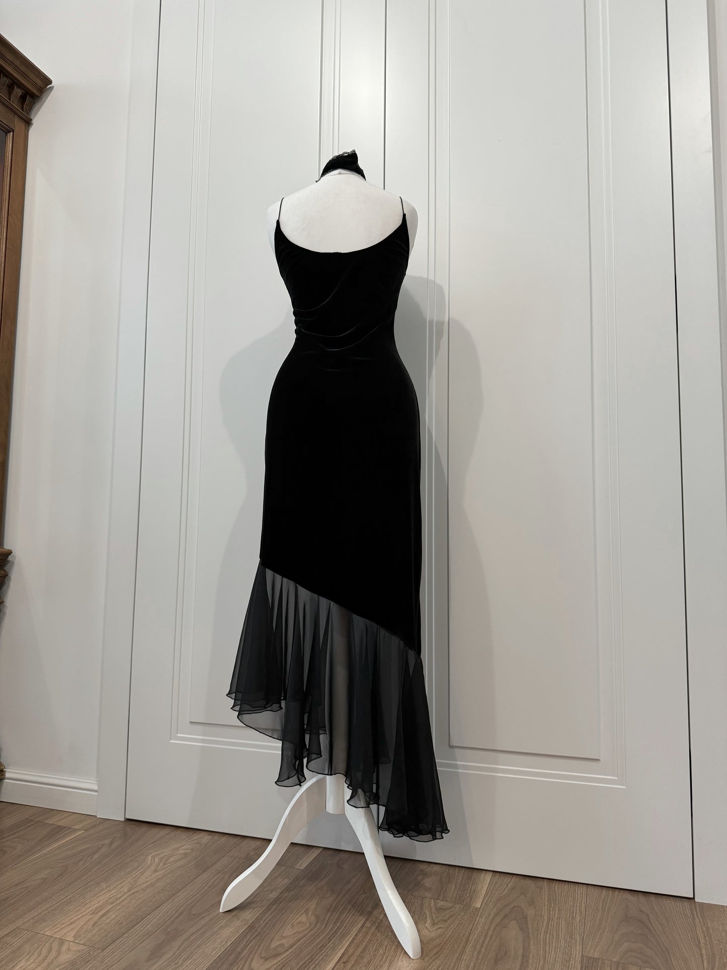 Black Velvet Asymmetric Dress
