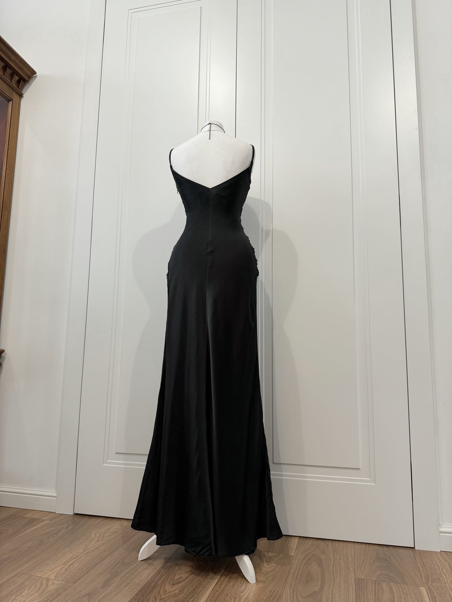 Black & Burgundy Beaded Evening Dress