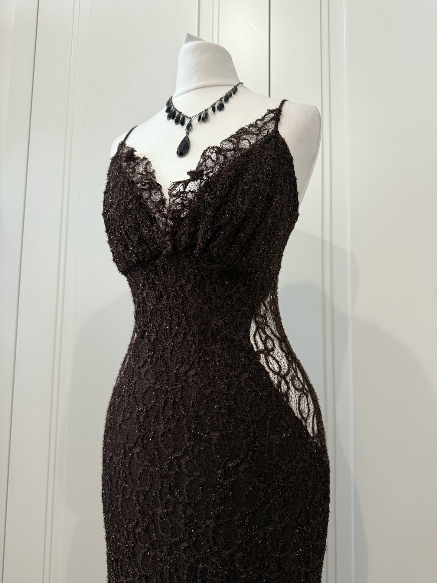 Dark Brown Lace Mermaid Dress