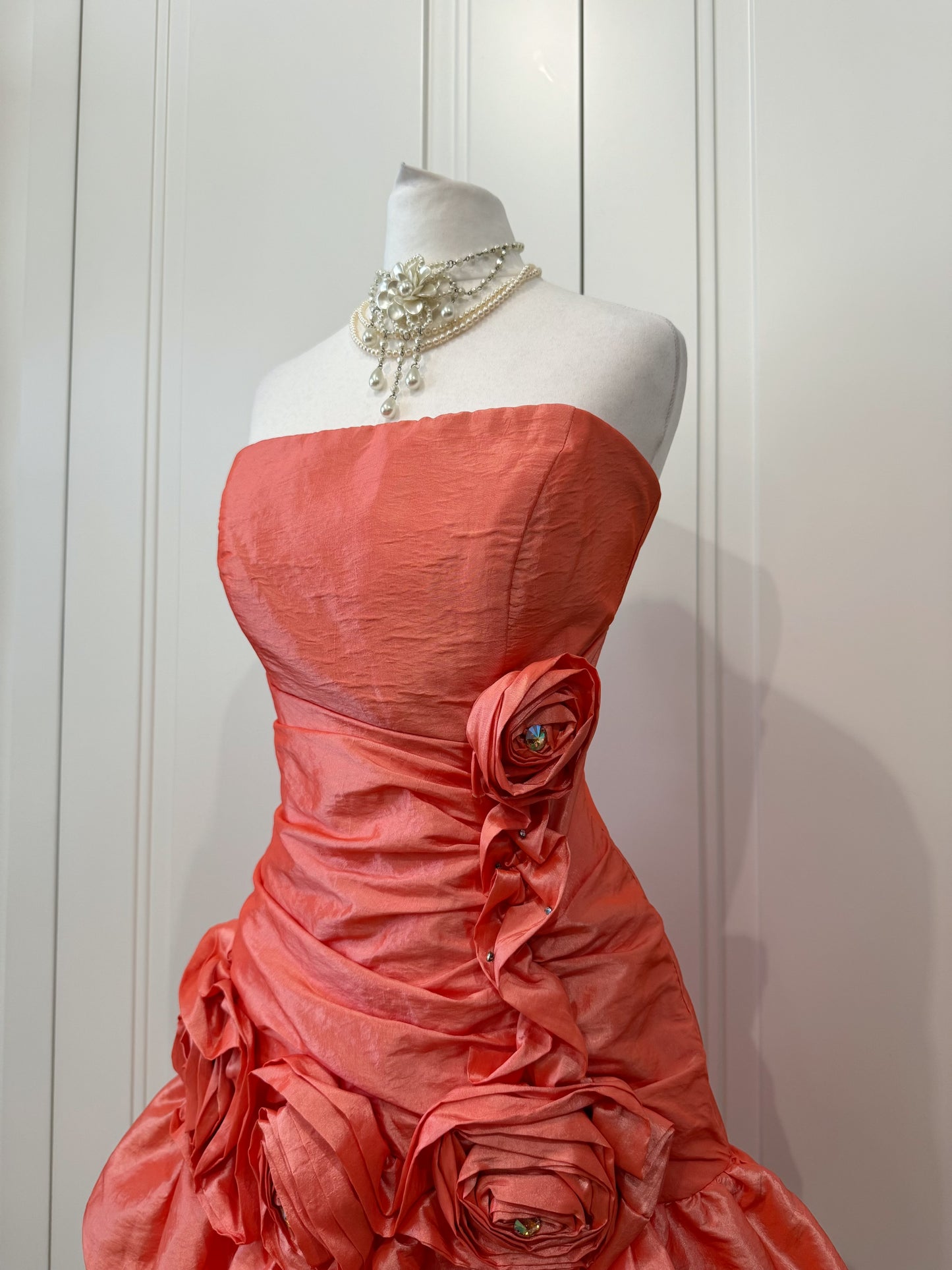 Coral cocktail mini dress
