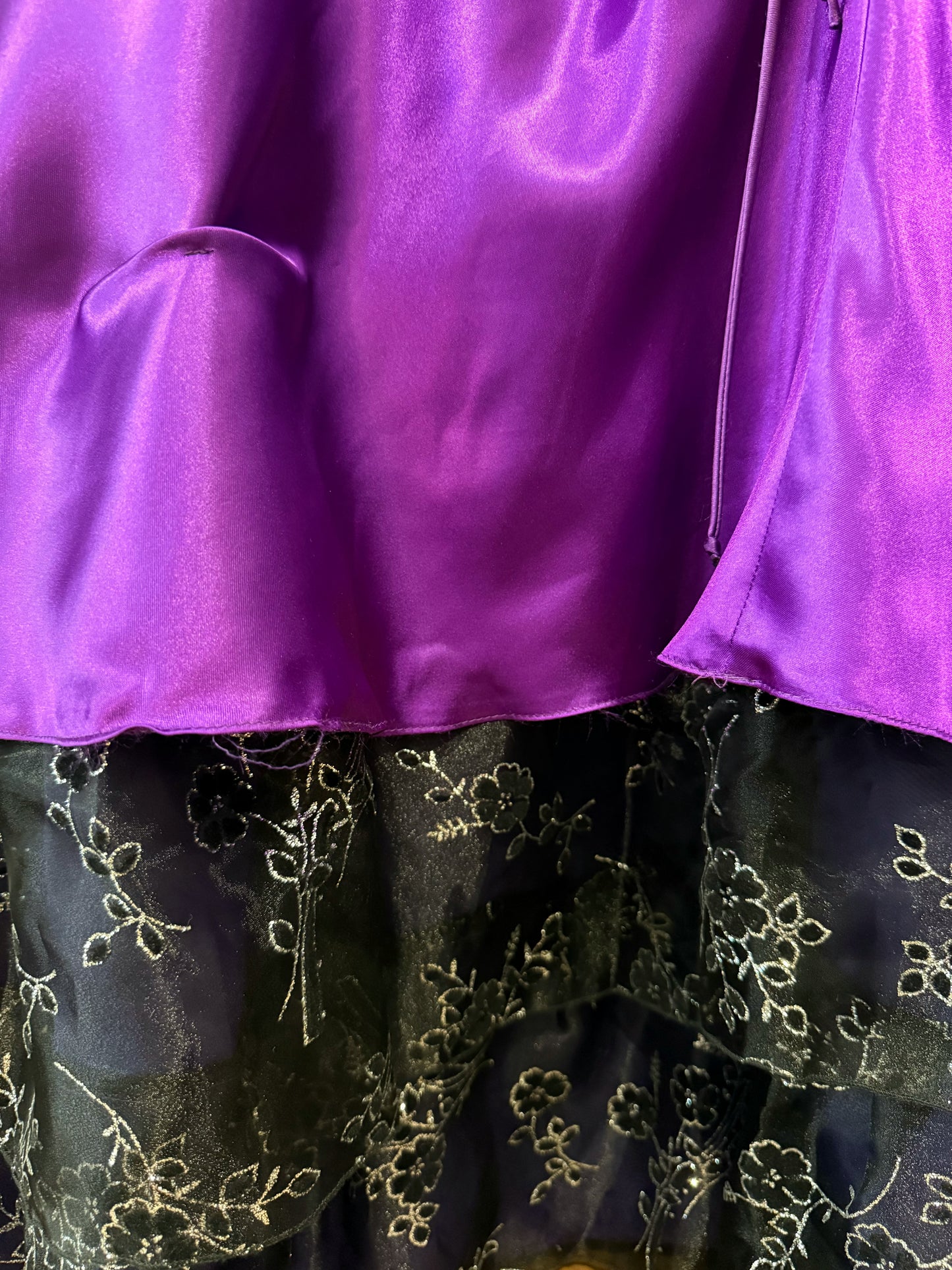 Purple&black long fluffy dress