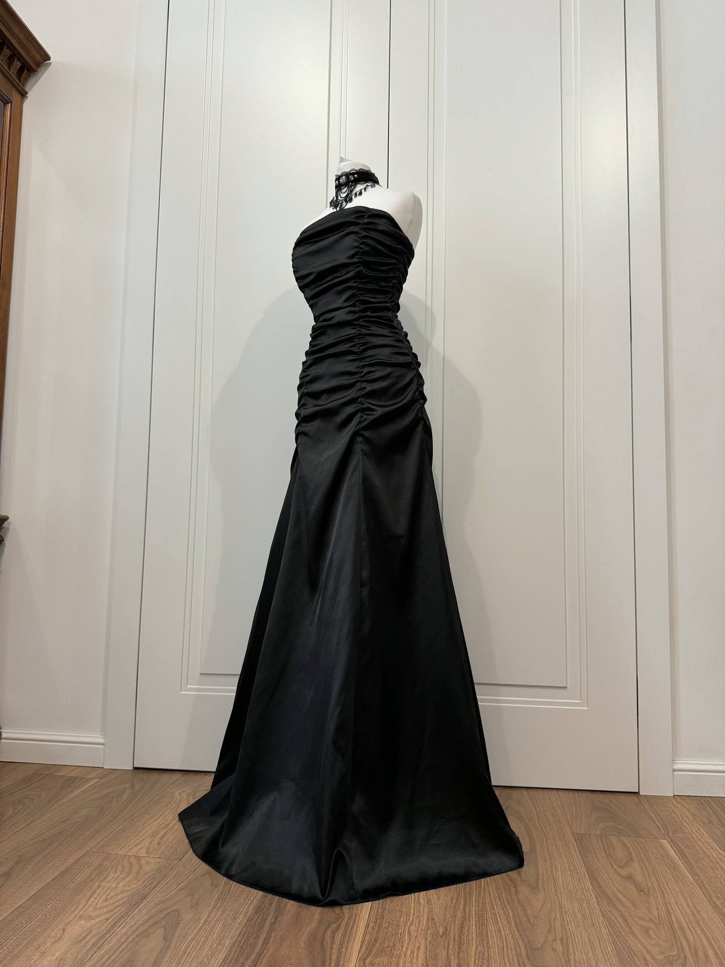 Black Satin Mermaid Maxi Dress