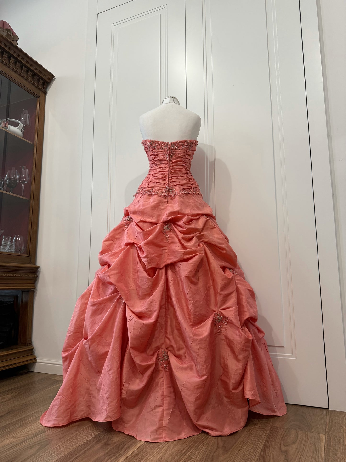 Coral Pink Embellished Ball Dress