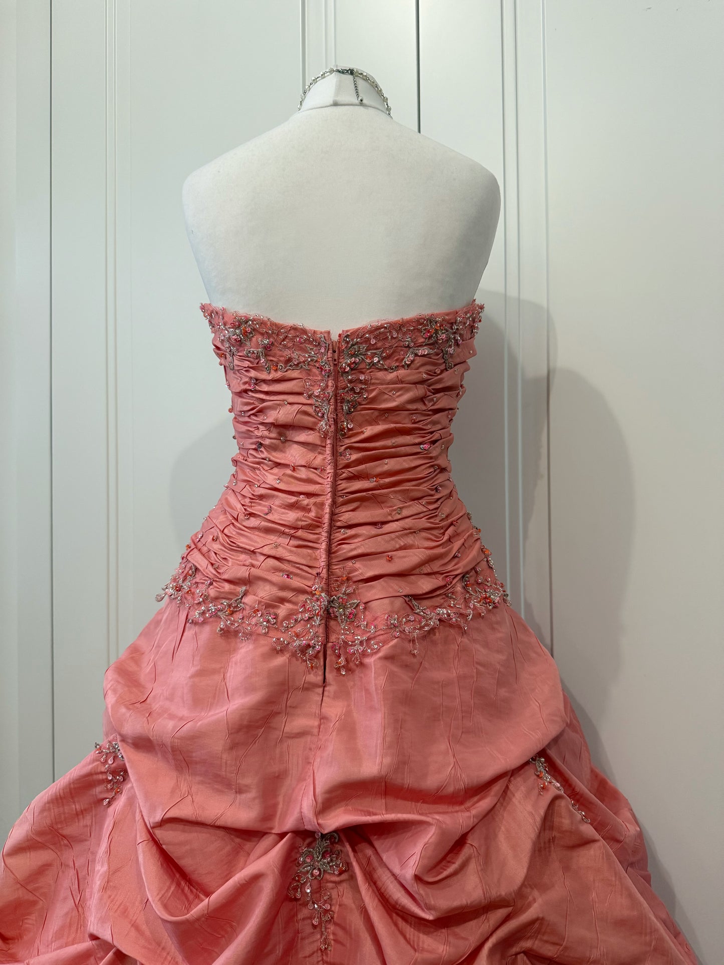 Coral Pink Embellished Ball Dress