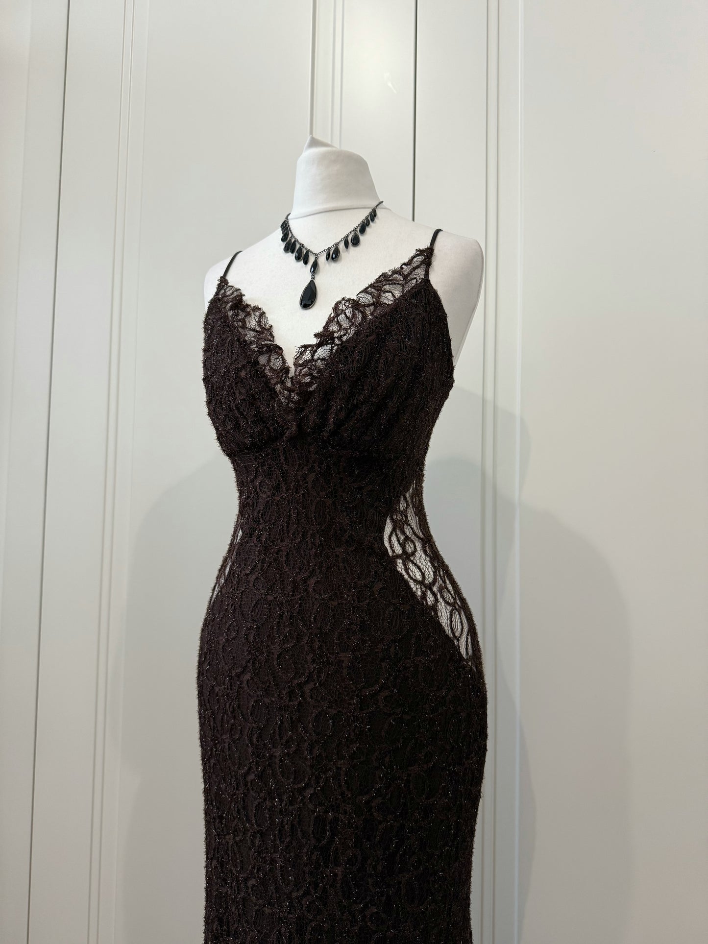 Dark Brown Lace Mermaid Dress