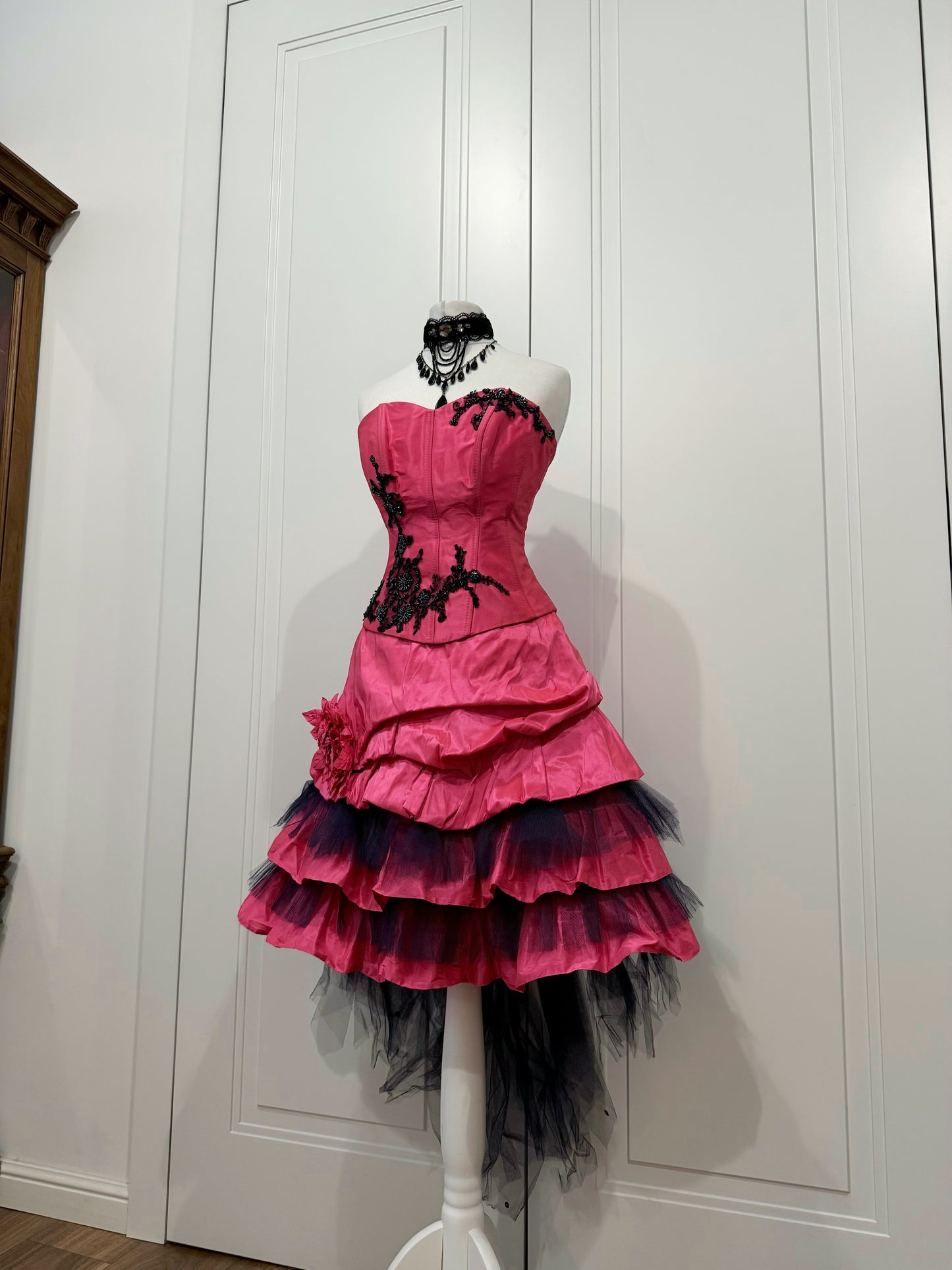 Pink&black dress set
