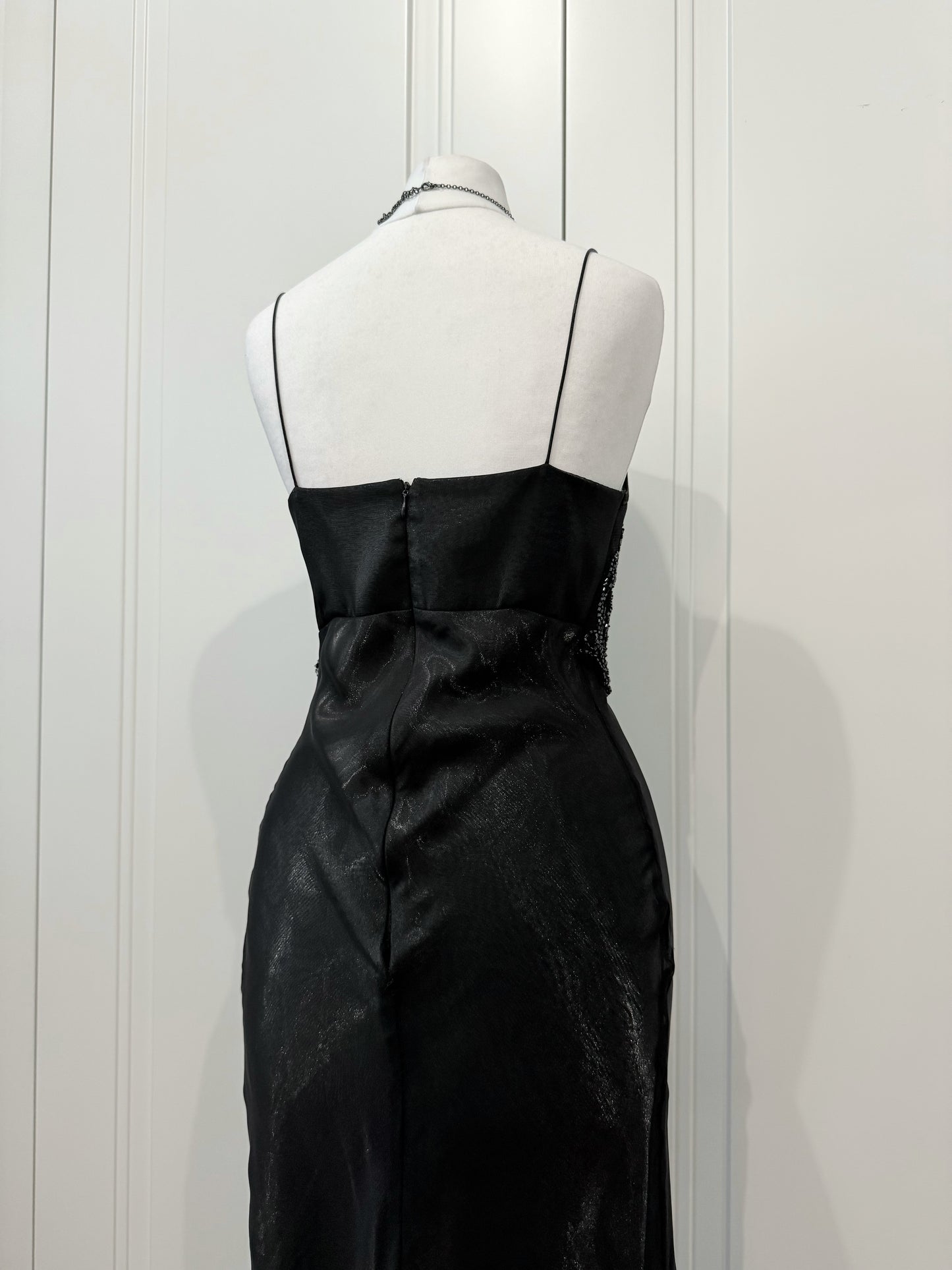 Vintage Black Beaded Evening Dress