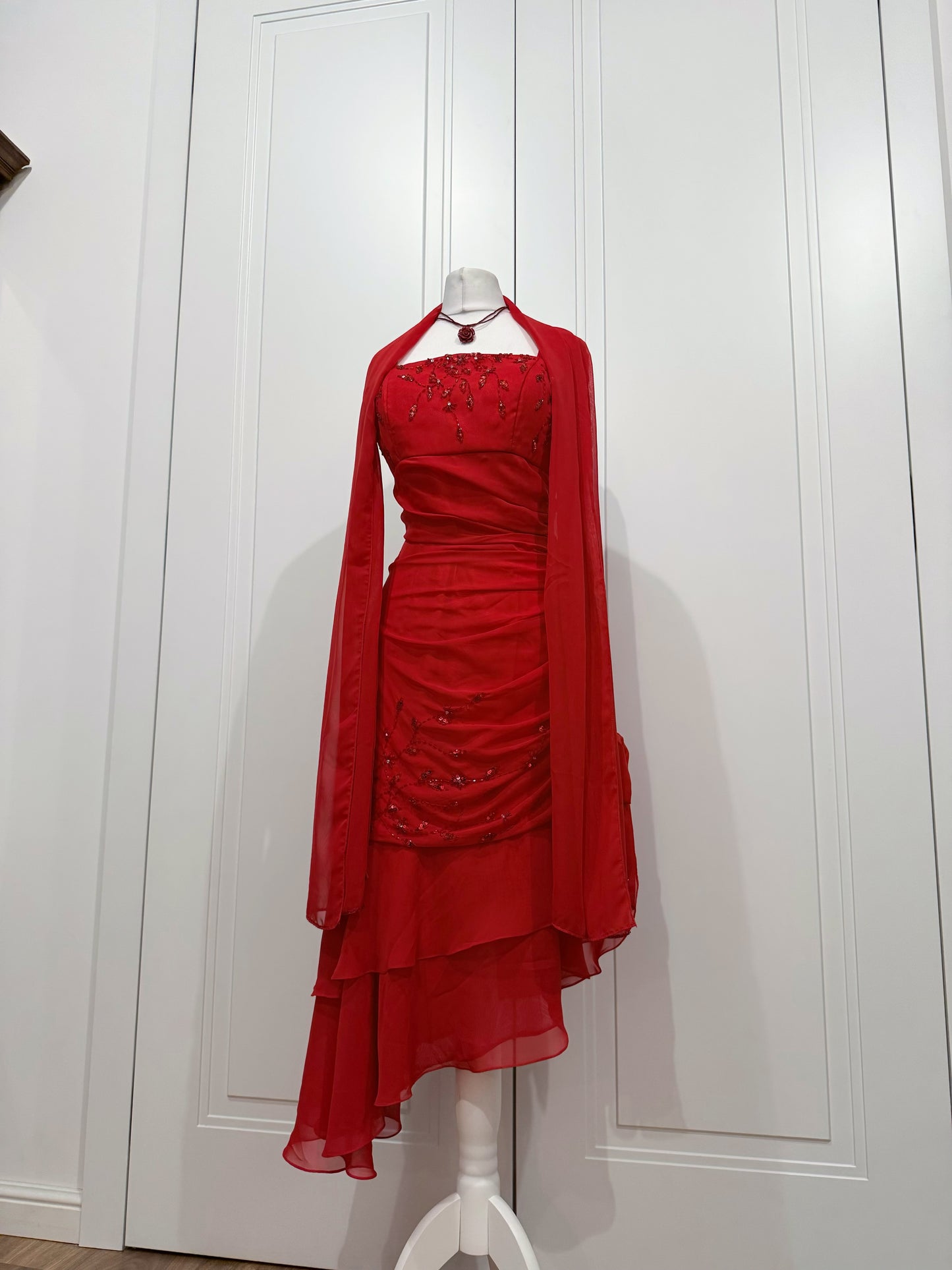 Red asymmetrical dress