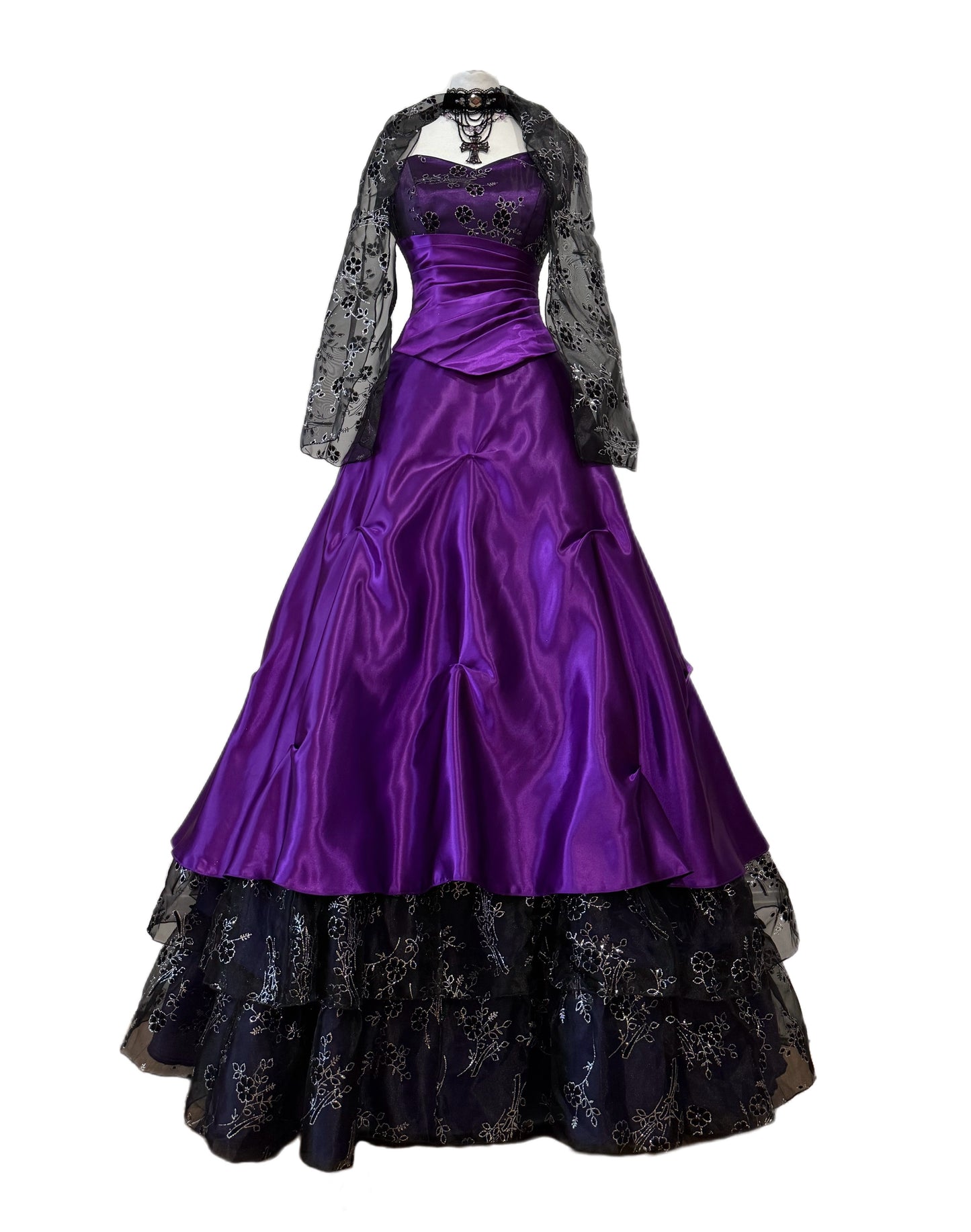 Purple&black long fluffy dress