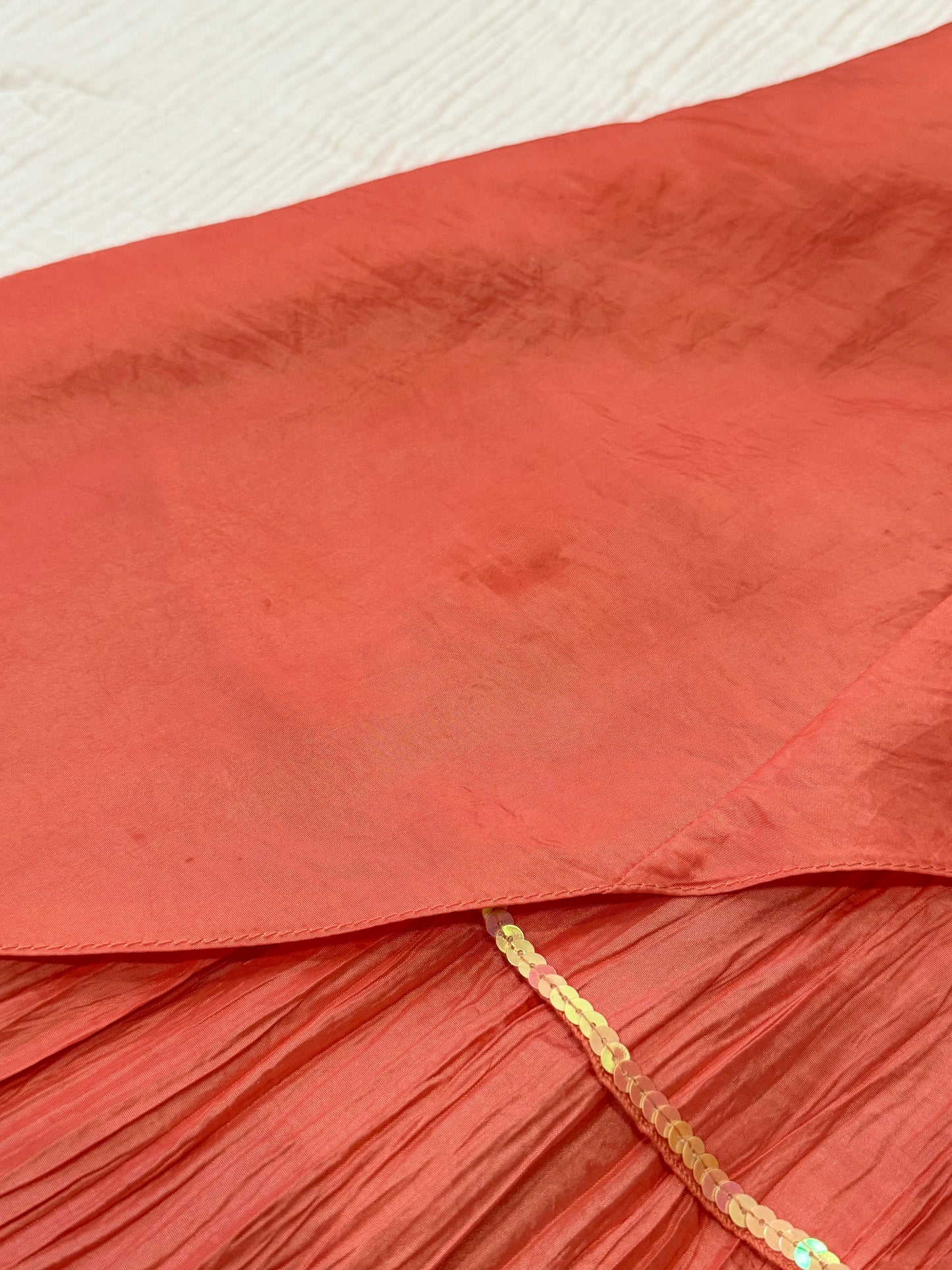 Coral long fluffy dress