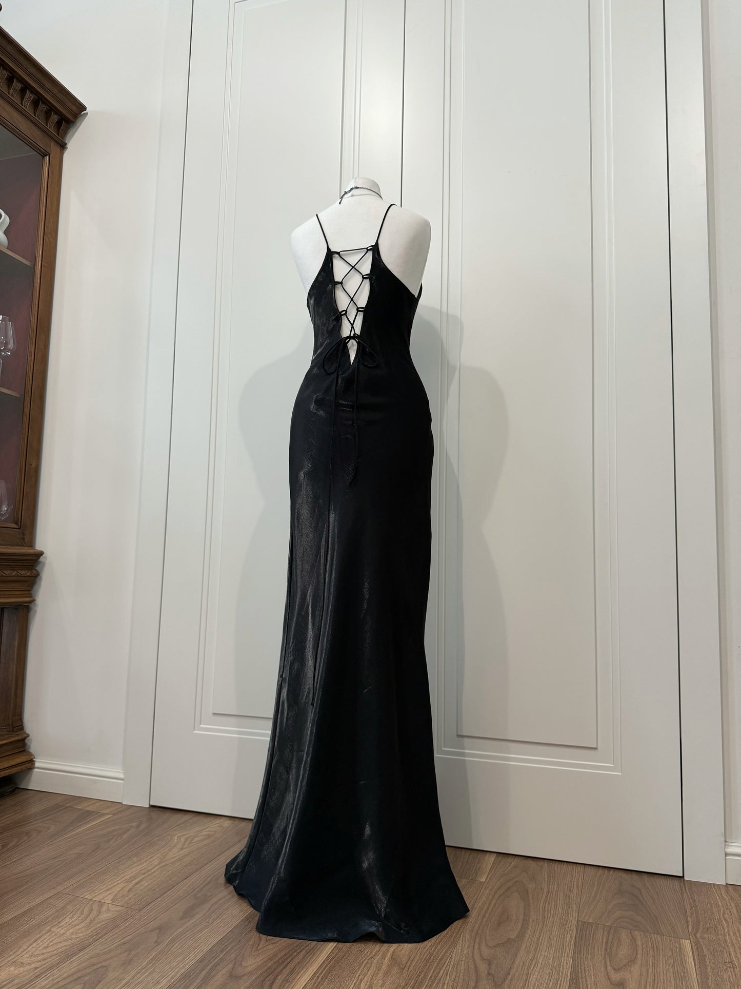 Black Whimsigoth Beaded Maxi Dress