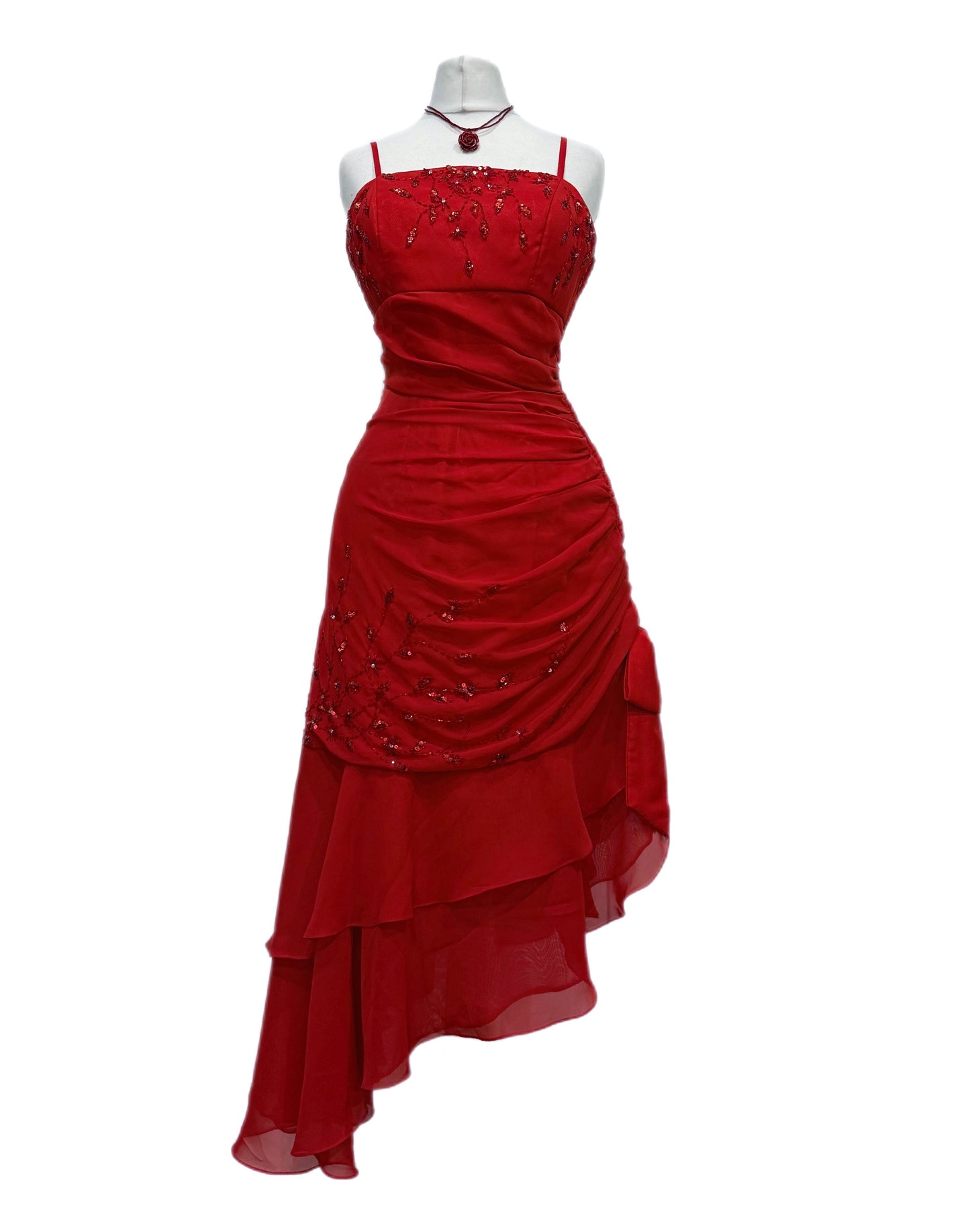 Red asymmetrical dress