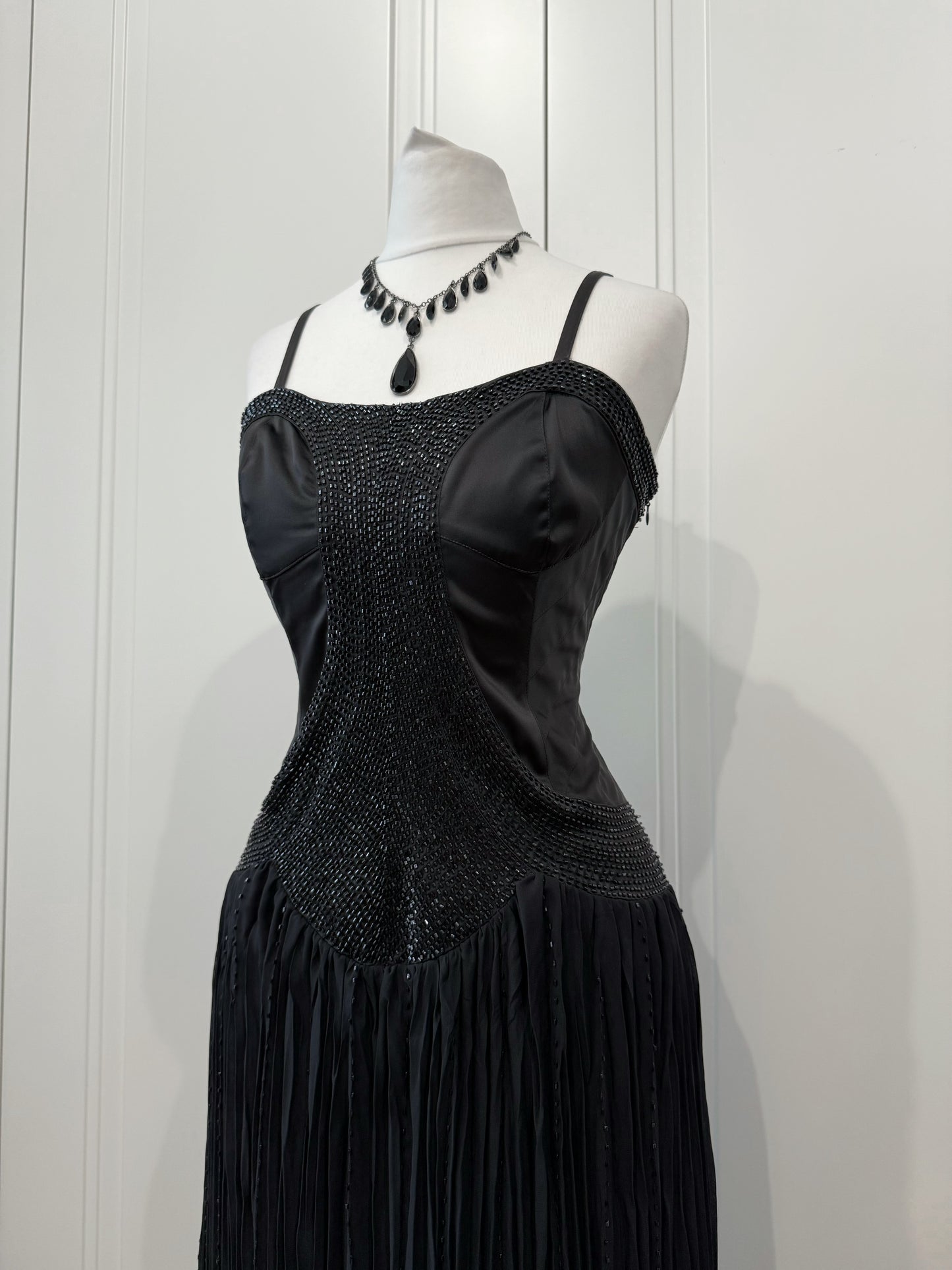 Midnight Black Beaded Maxi Dress
