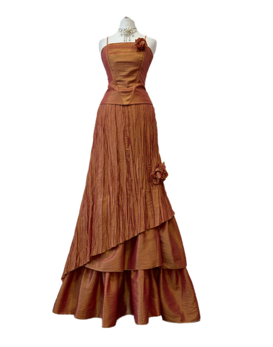 Copper Rose Maxi Dress Set