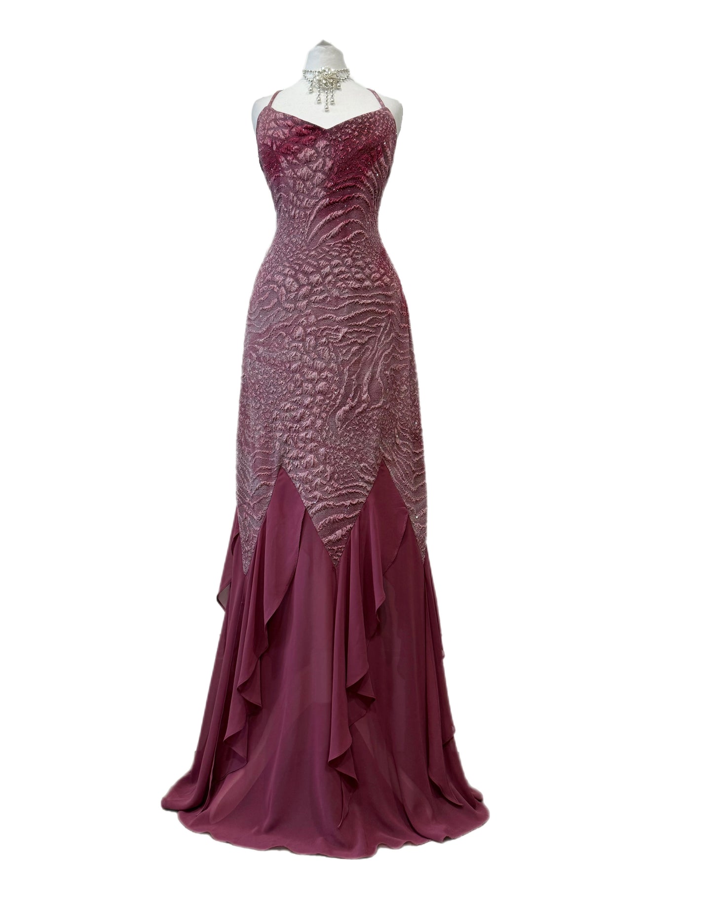 Mauve Textured Mermaid Dress