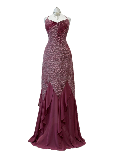 Mauve Textured Mermaid Dress
