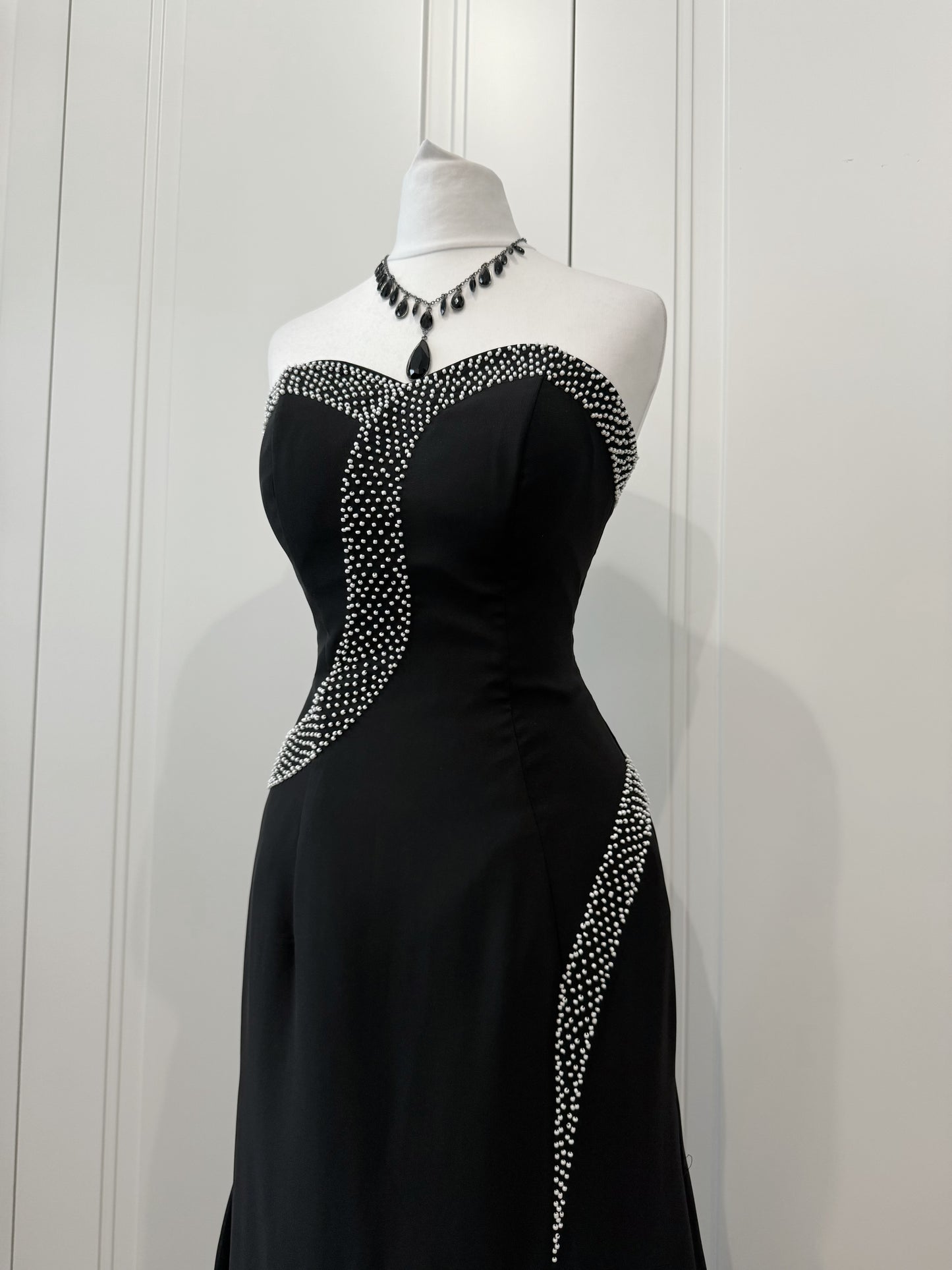Black Rhinestone Evening Dress