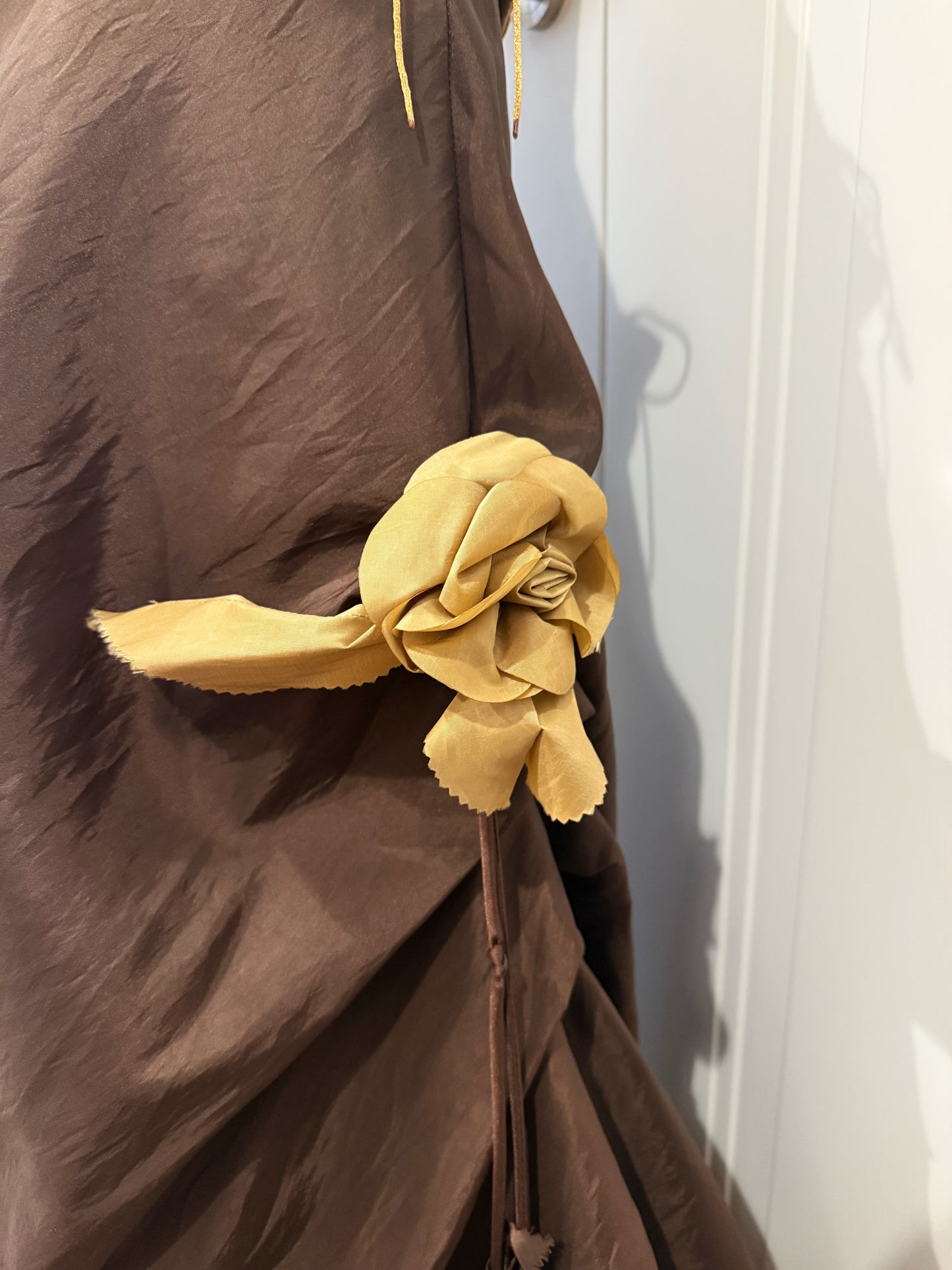 Brown & Mustard Ball Gown with Shawl