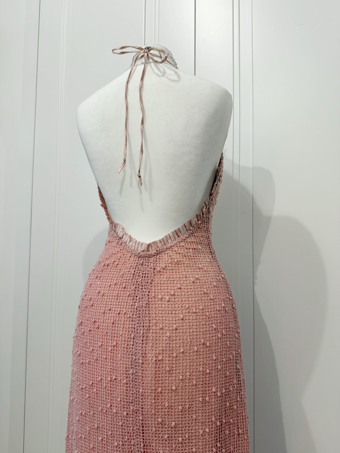 Blush Pink Rosette Mesh Dress