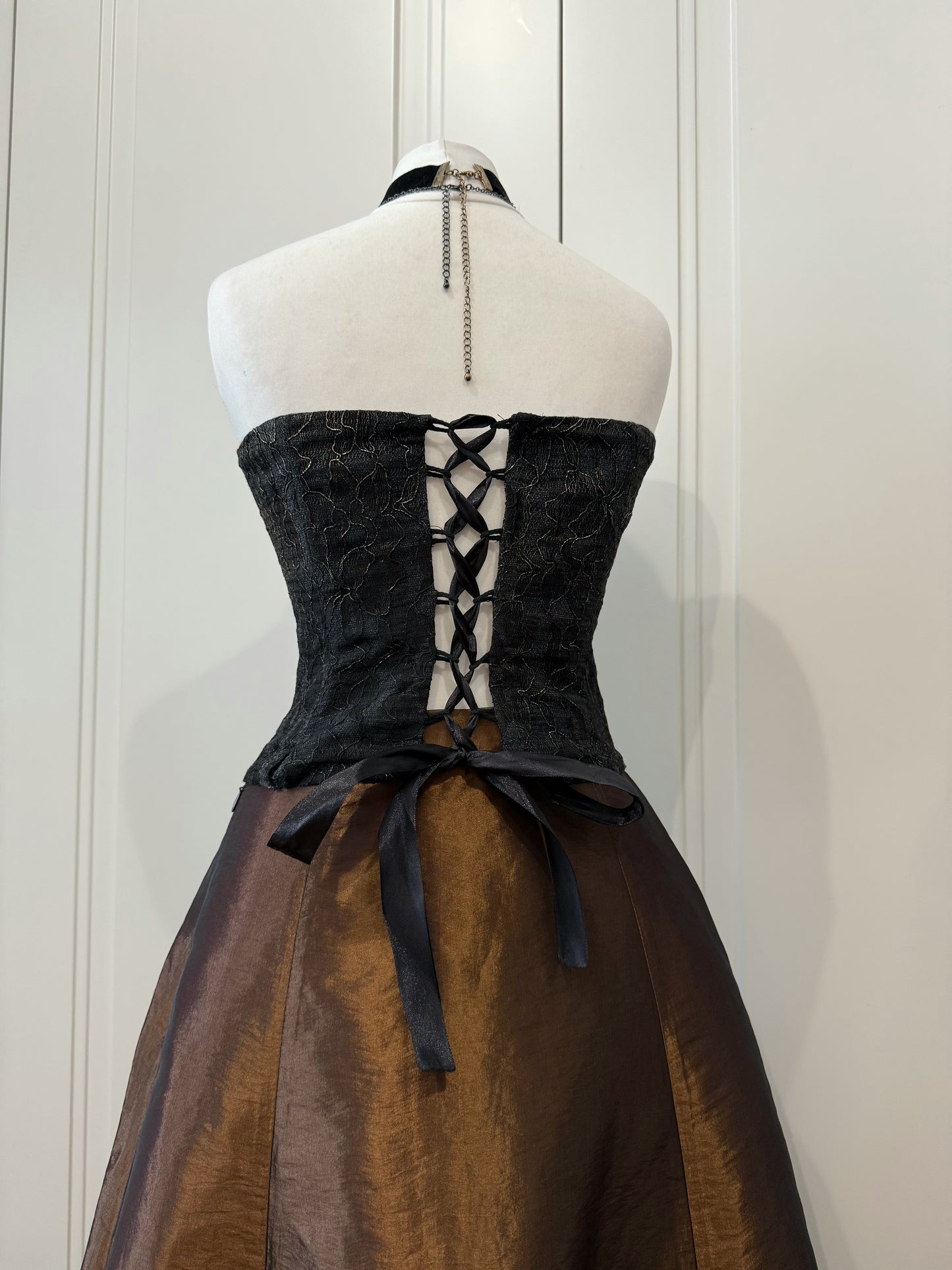 Bronze & Black Evening Gown with Shawl