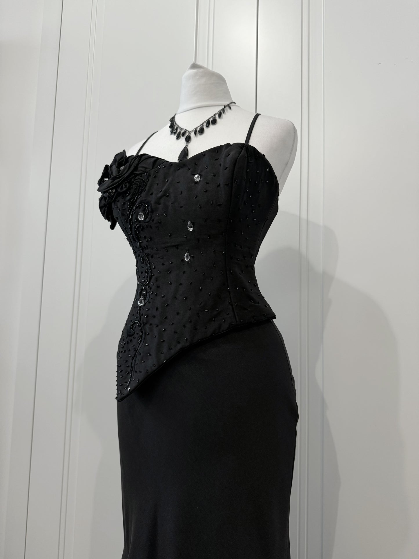 Black Old Hollywood Floral Dress Set
